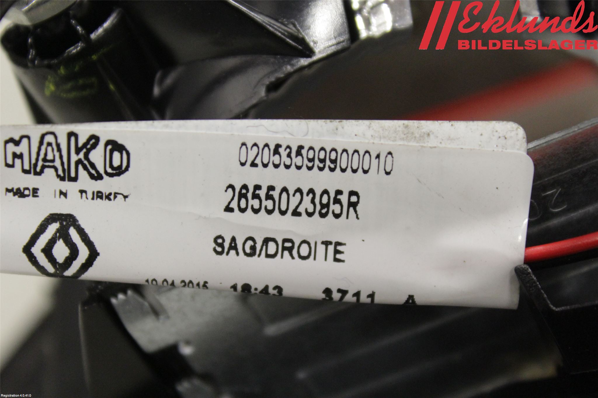 Renault CLIO IV 12-16 Bakljus Lucka Hö