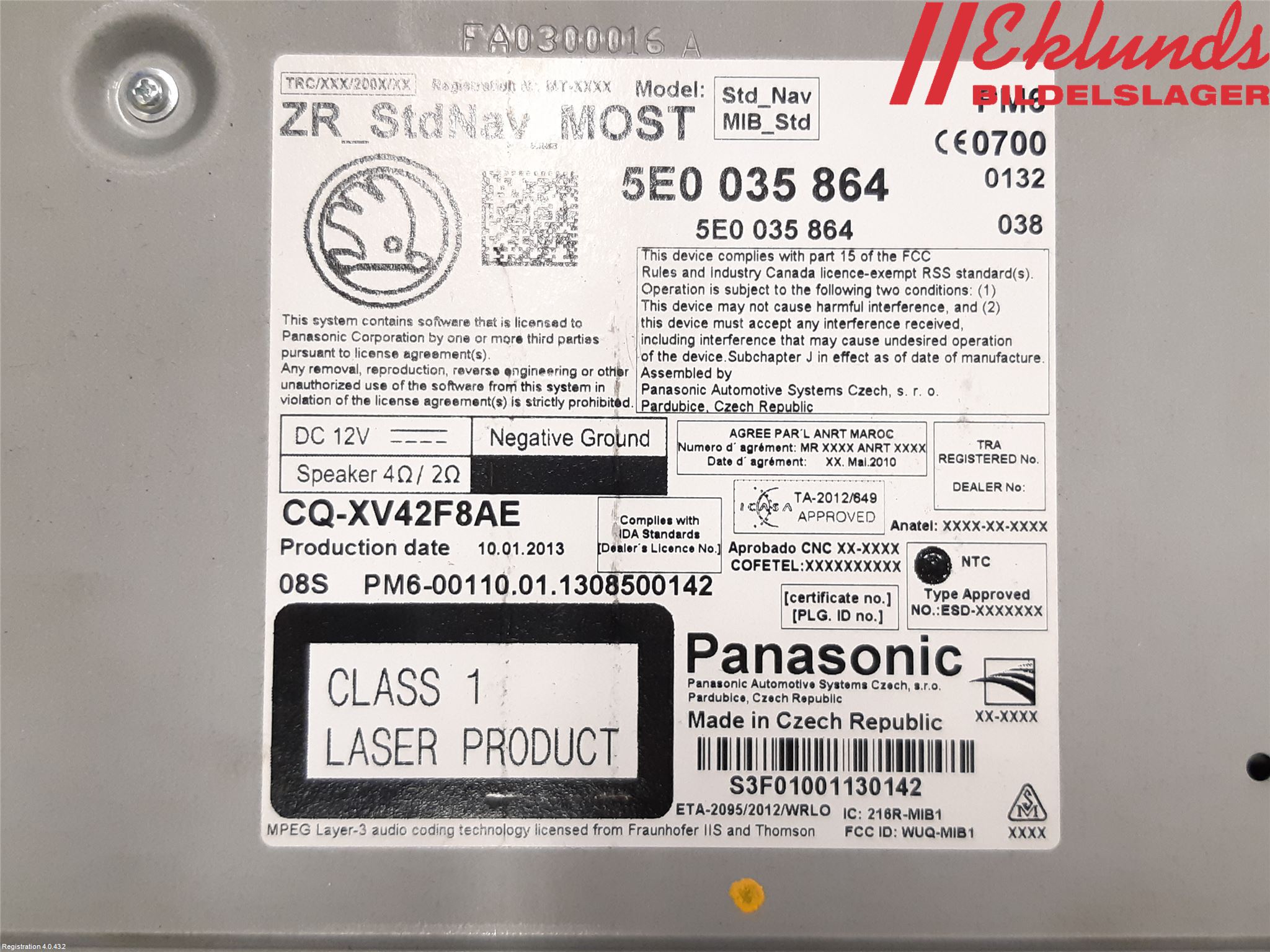 Skoda OCTAVIA (5E) 13-20 Cd Radio - Multimediapanel