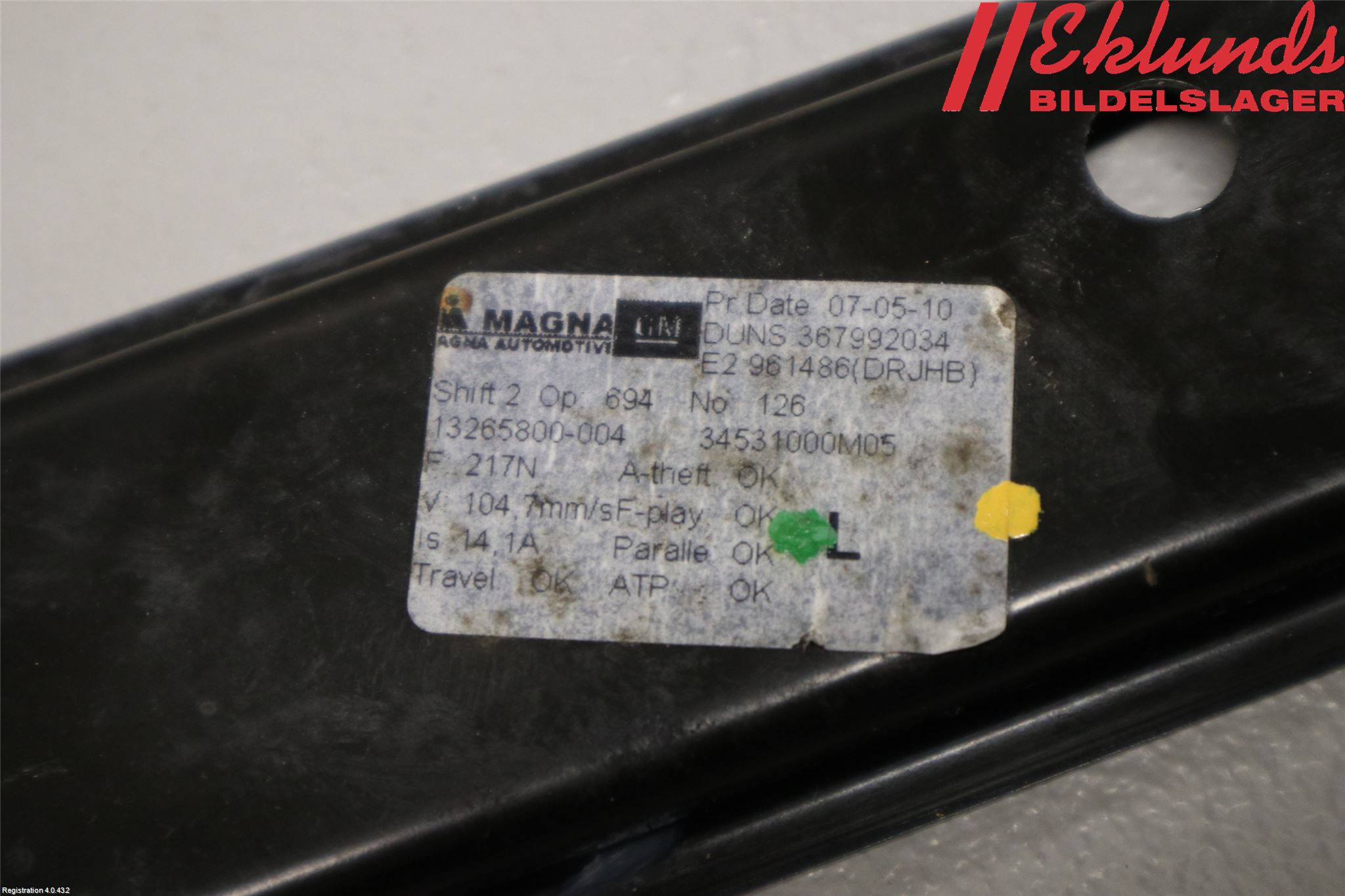 Opel MERIVA B 10-17 Fönsterhiss El Kompl