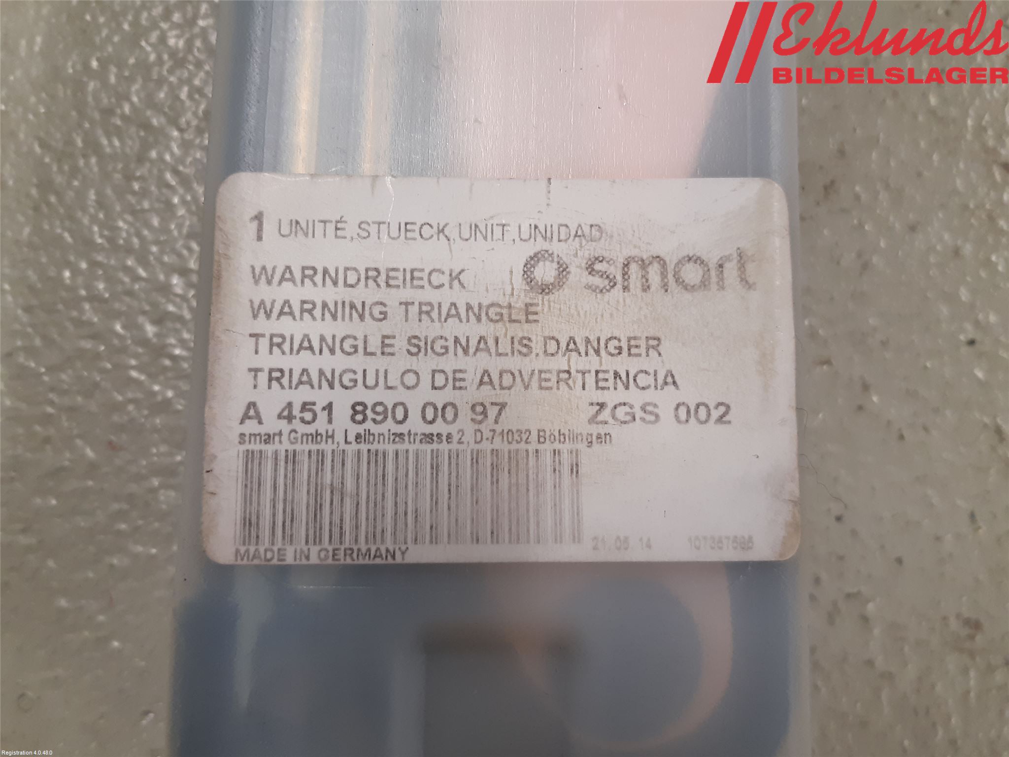 Smart FORTWO III 15-24 Varningstriangel
