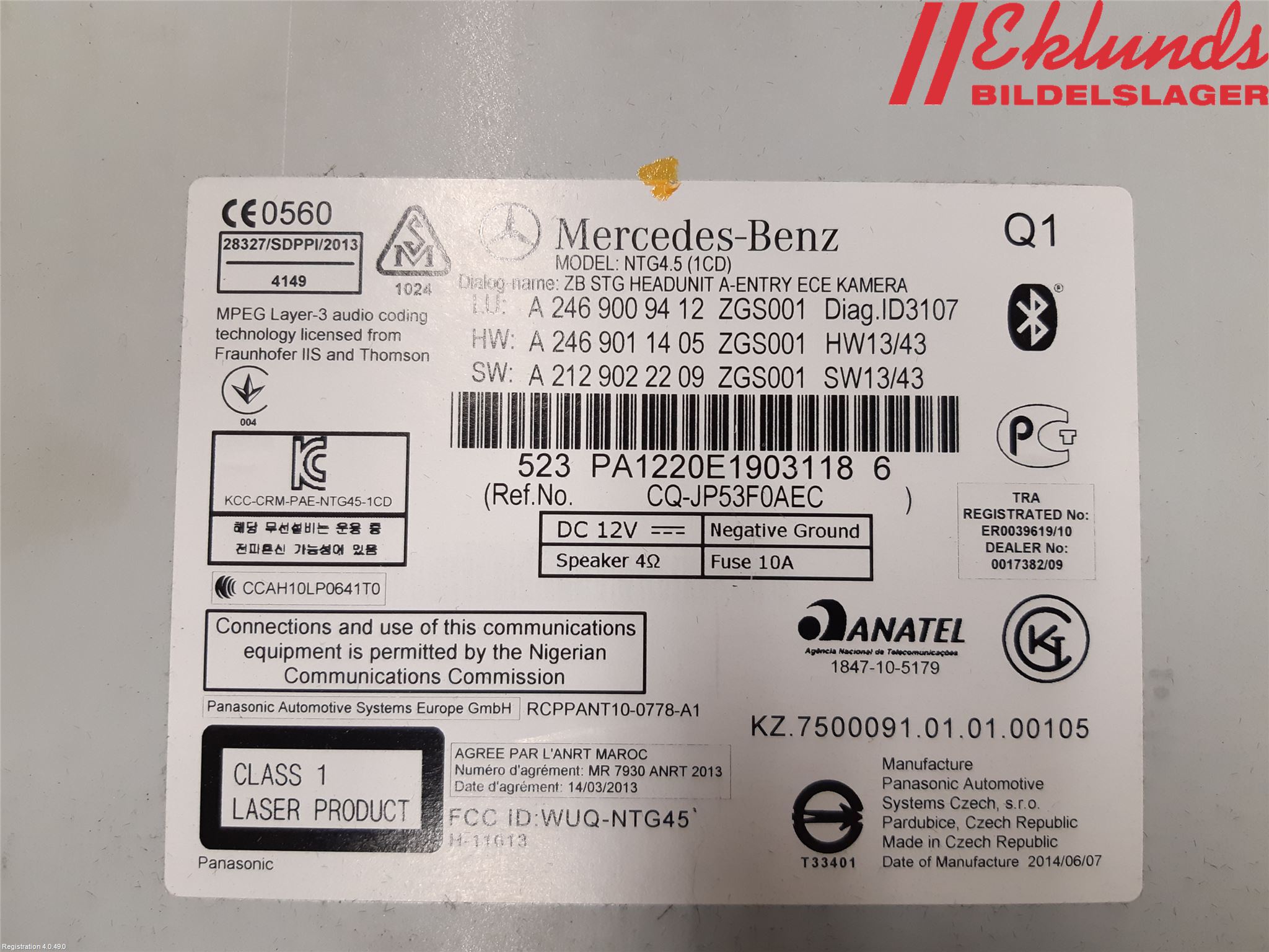 Mercedes-Benz MB CLA-KLASS (C117/X117) 13-19 Cd Radio - Multimediapanel