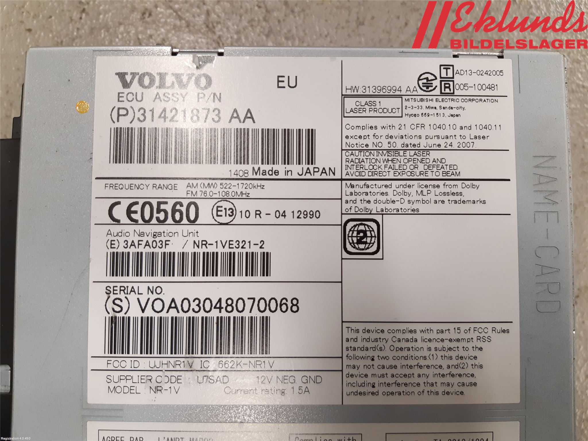 Volvo V60 14-18 Cd Radio - Multimediapanel