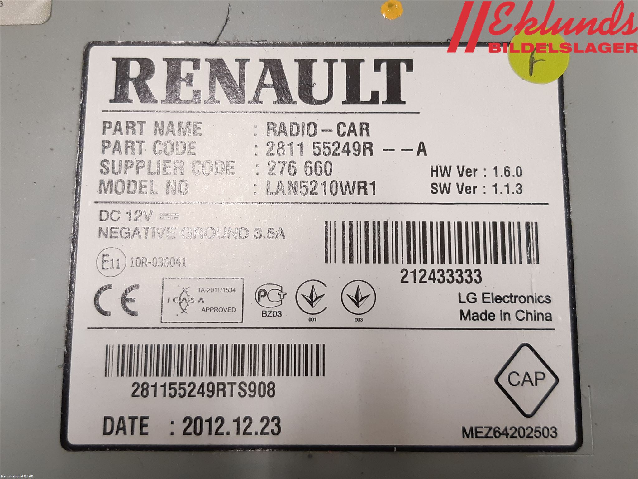 Renault CLIO IV 12-16 Radio-Stereo Förstärkare
