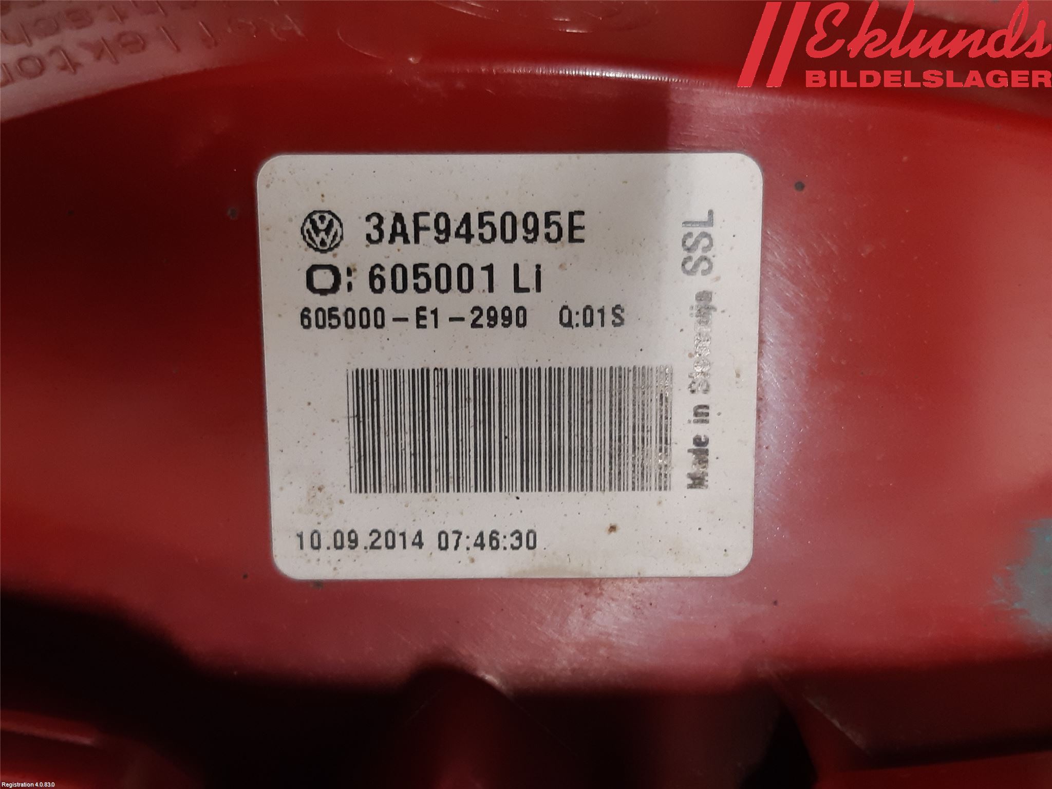 Volkswagen VW PASSAT 11-14 Bakljus Vänster
