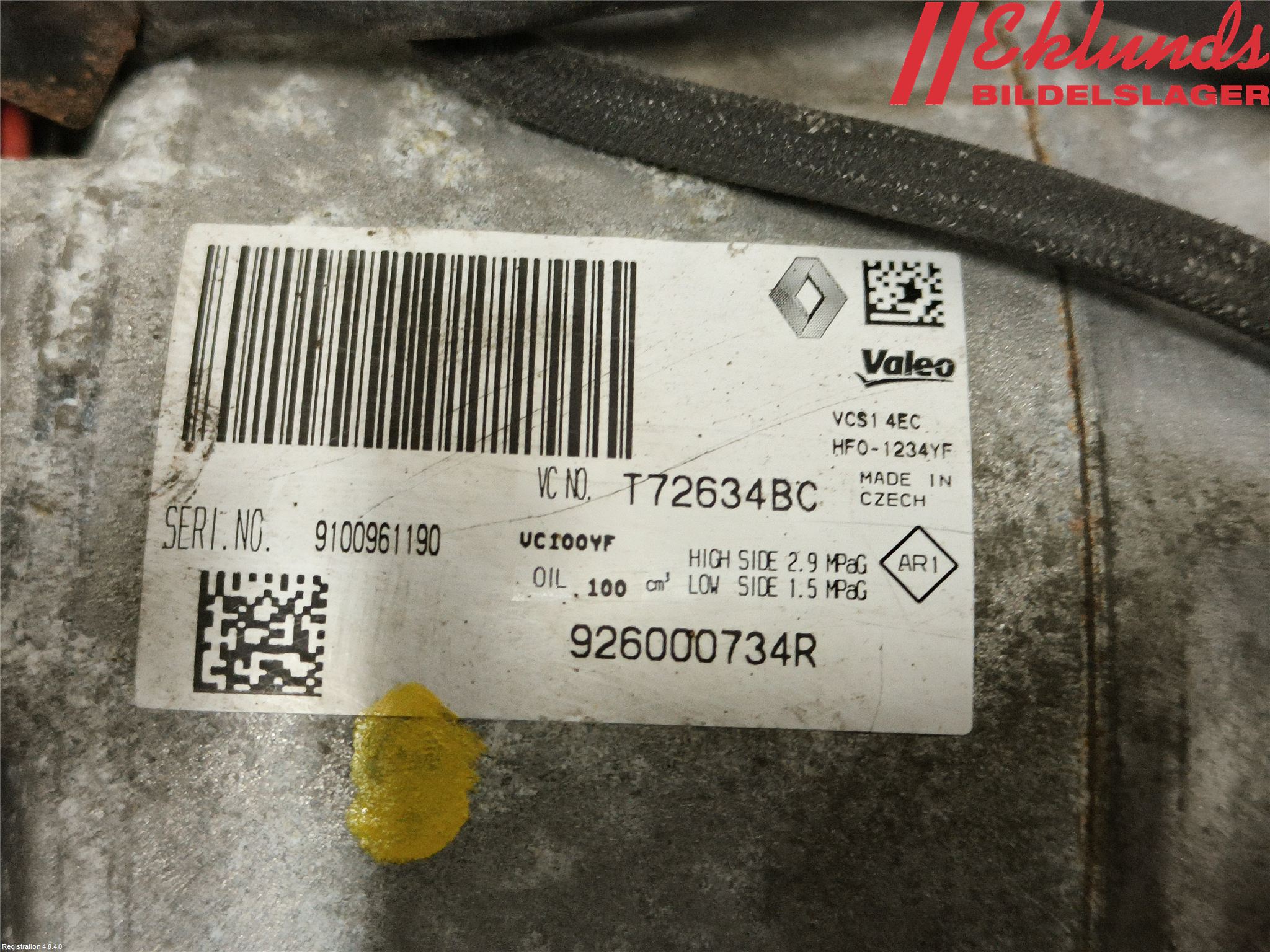 Renault CAPTUR 13-19 Ac Kompressor