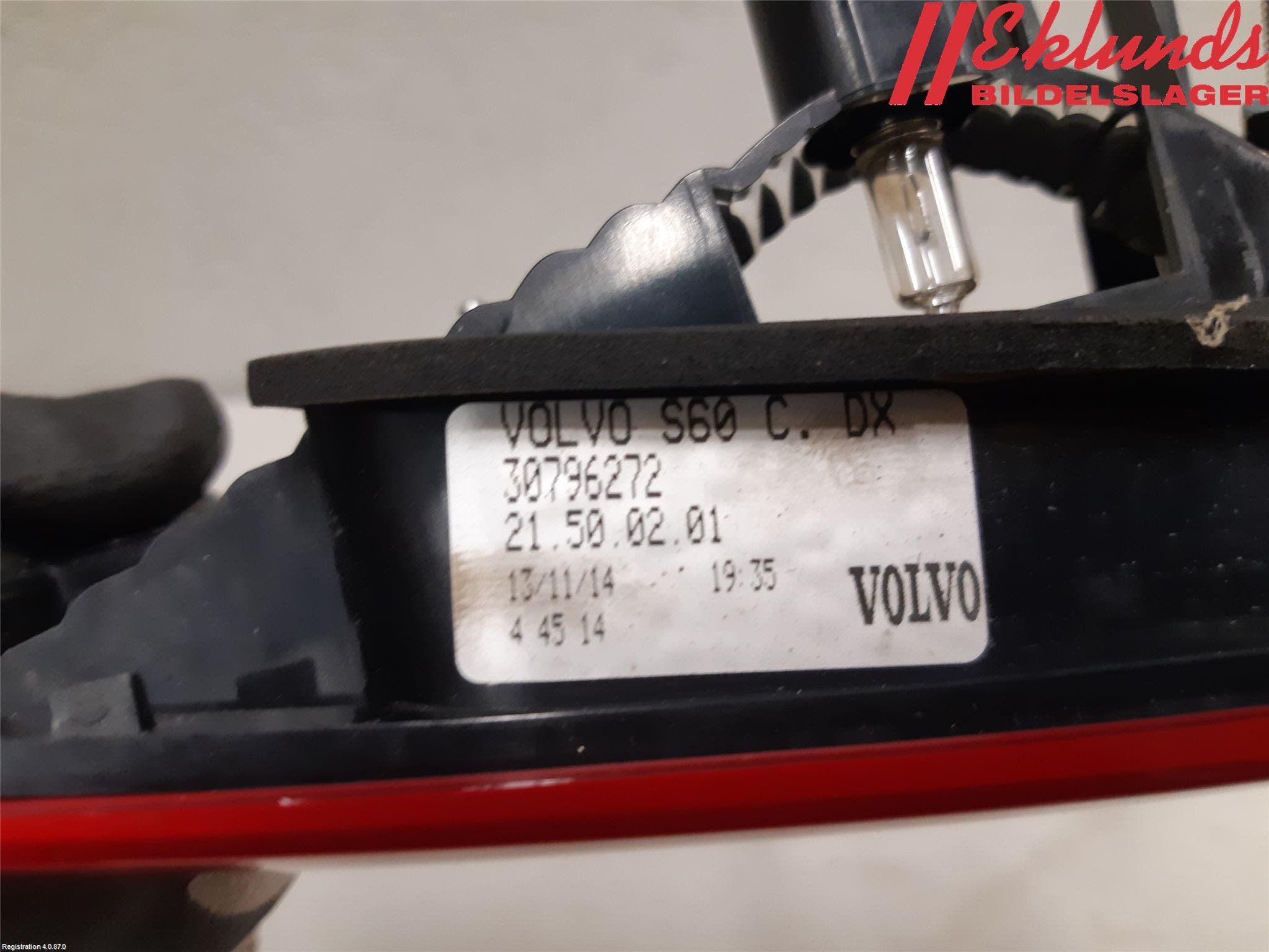 Volvo S60 11-13 Bakljus Lucka Hö