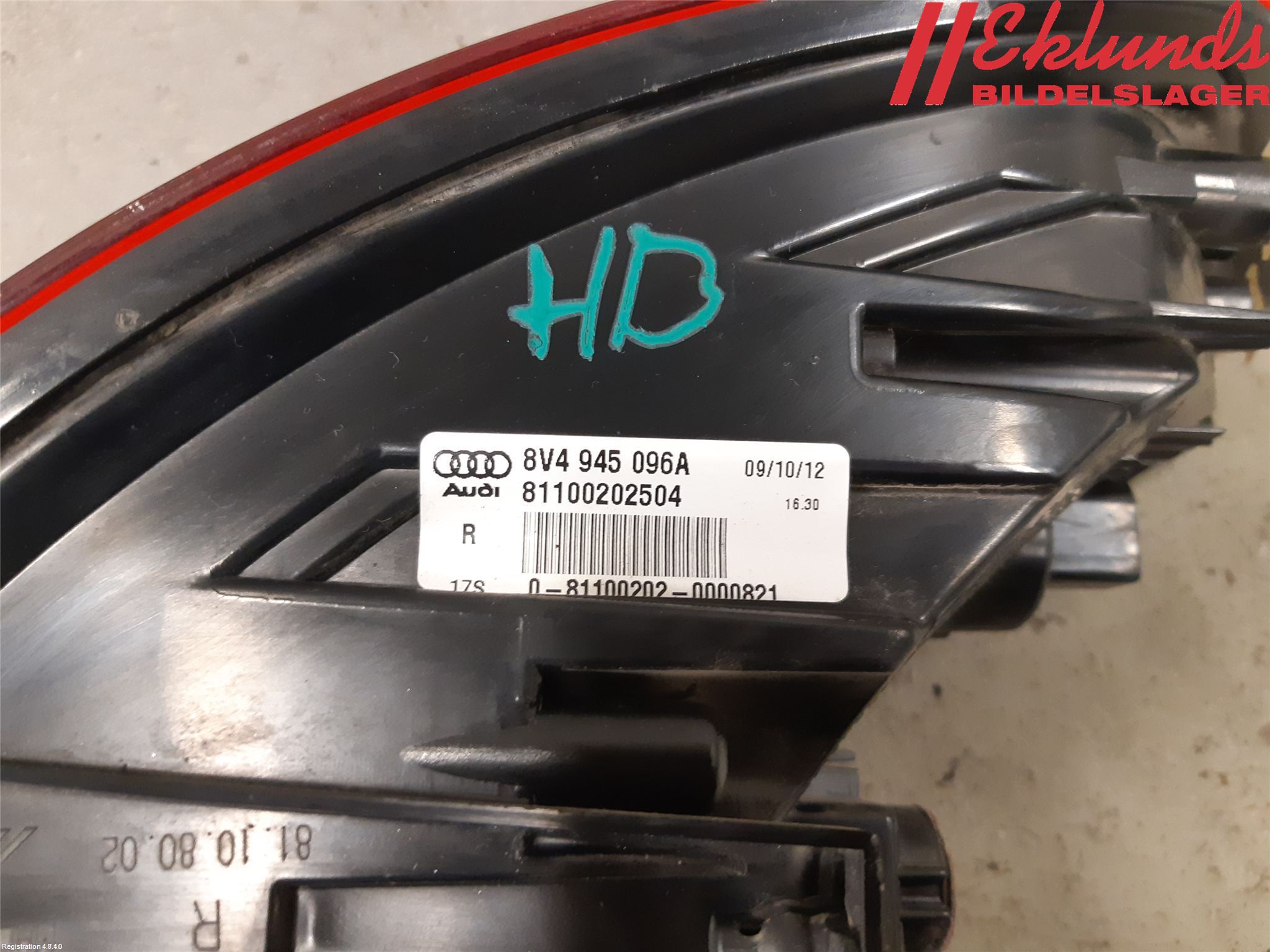 Audi A3/S3 8V 13-20 Bakljus Höger