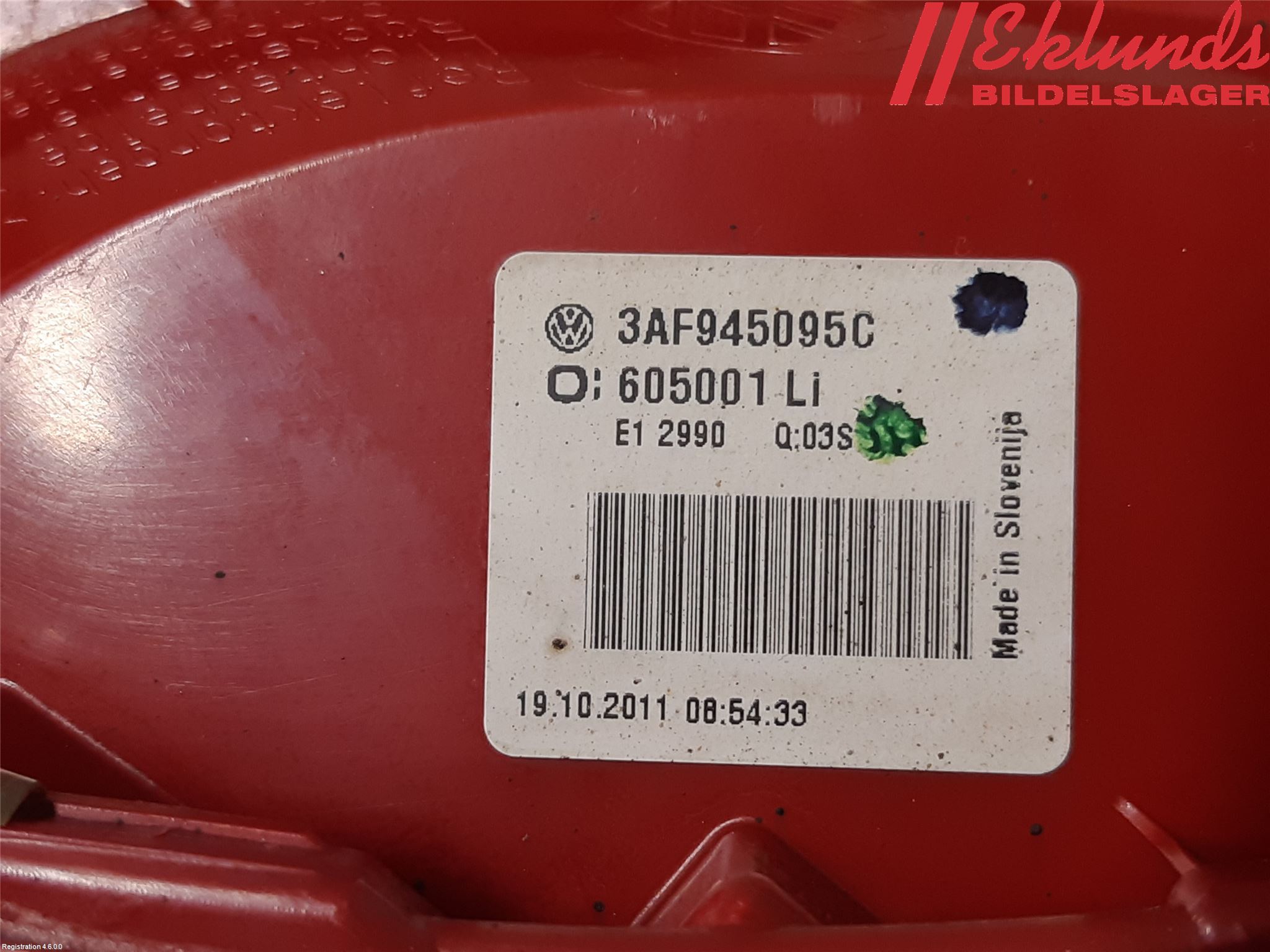 Volkswagen VW PASSAT 11-14 Bakljus Vänster