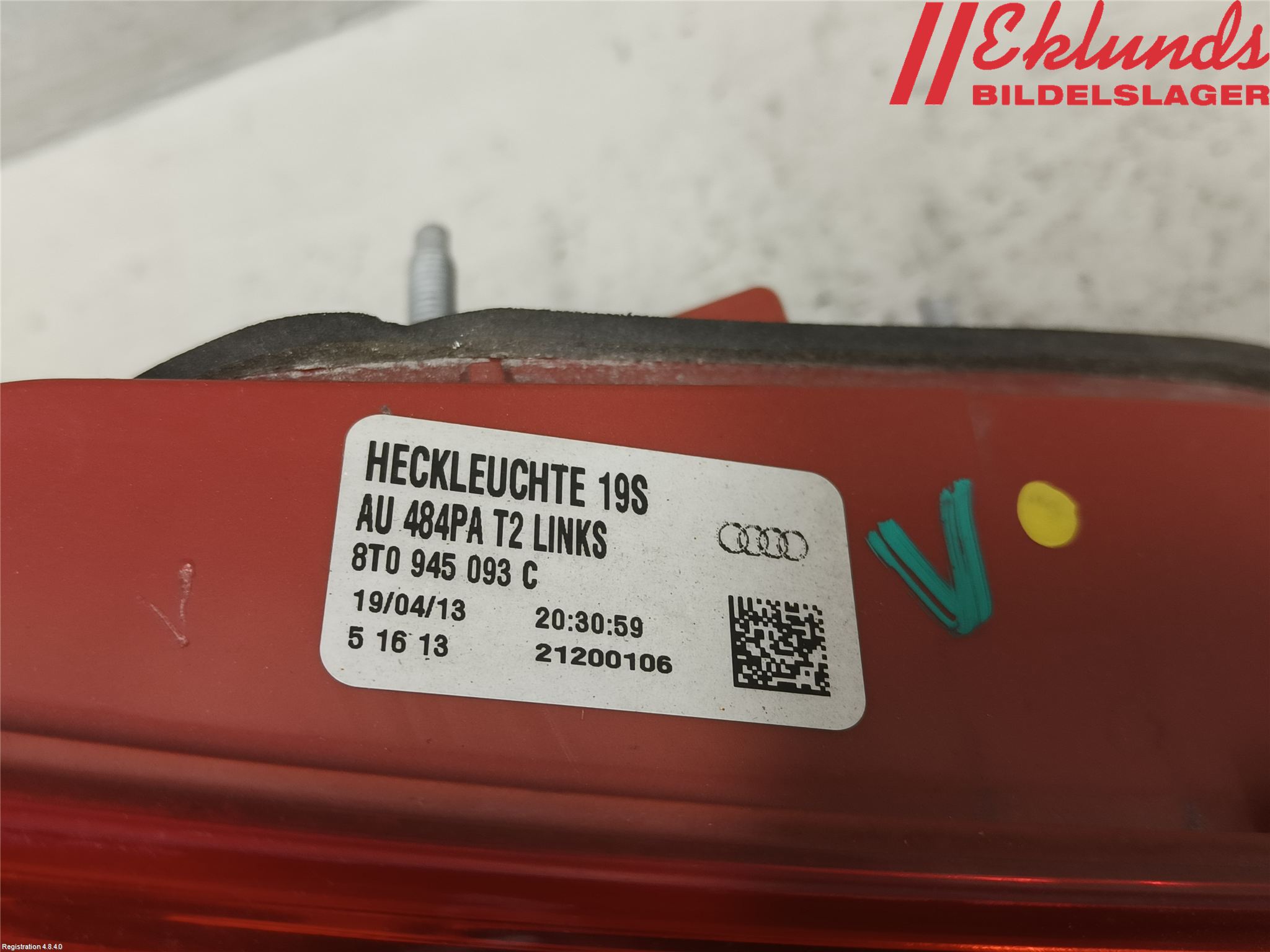 Audi A5 07-16 Bakljus Lucka Vä