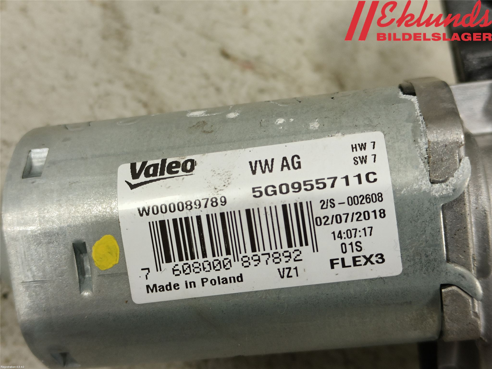 Volkswagen VW GOLF / E-GOLF VII 13-20 Torkarmotor Baklucka