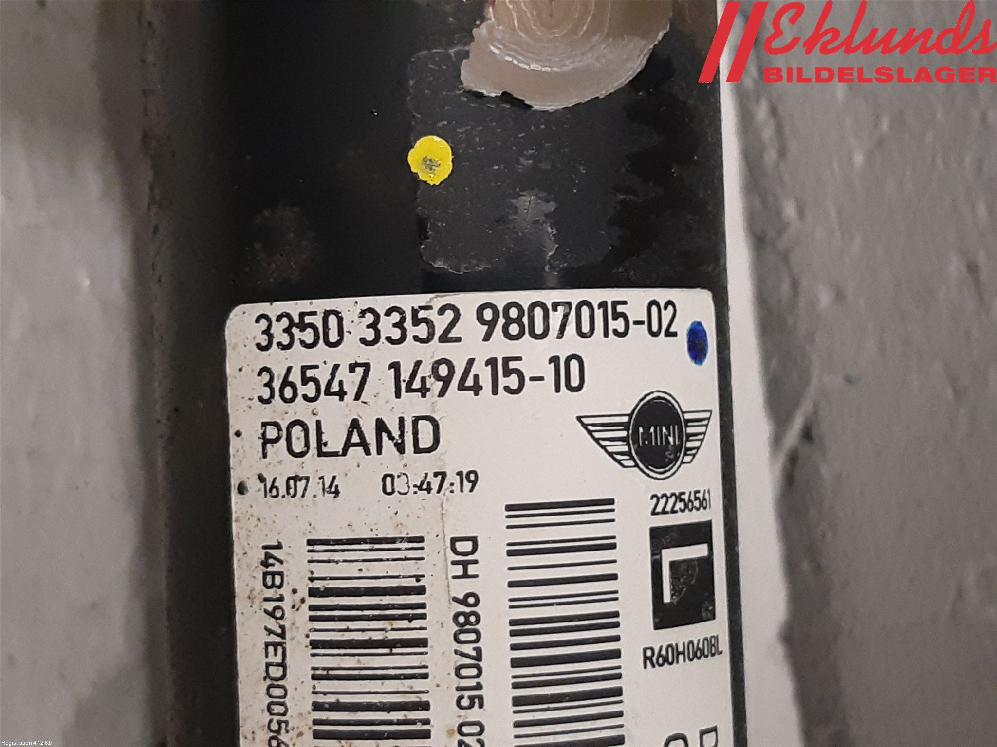Mini COUNTRYMAN R60 11-16 Fjäderben Bak Vänster