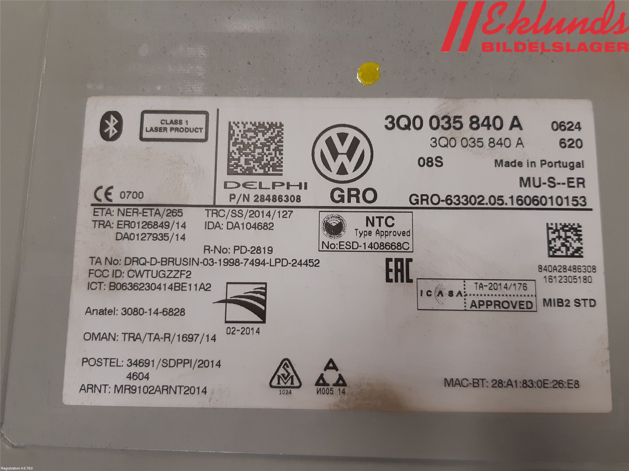 Volkswagen VW GOLF / E-GOLF VII 13-20 Cd Radio - Multimediapanel