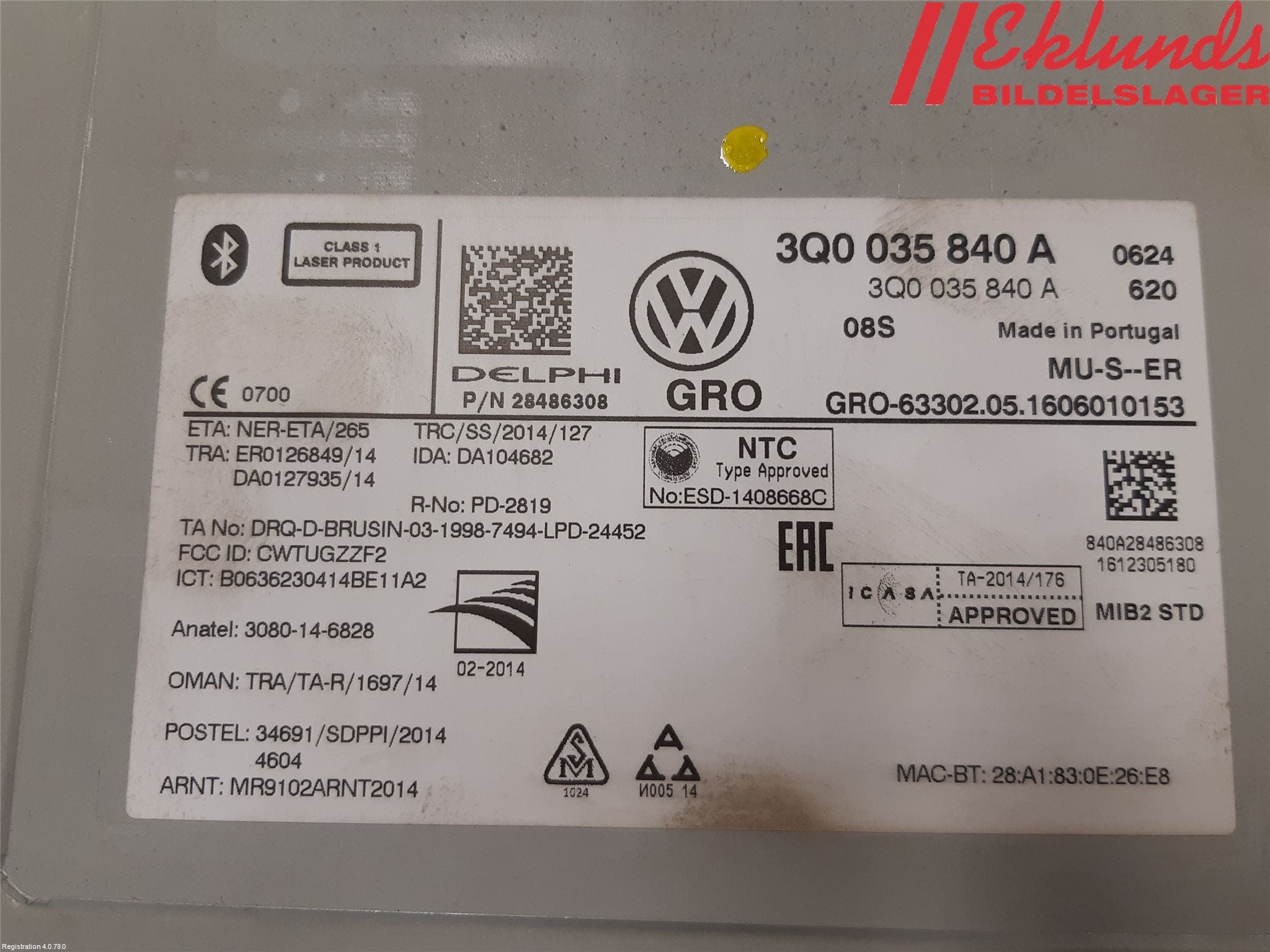 Volkswagen VW GOLF / E-GOLF VII 13-20 Cd Radio - Multimediapanel