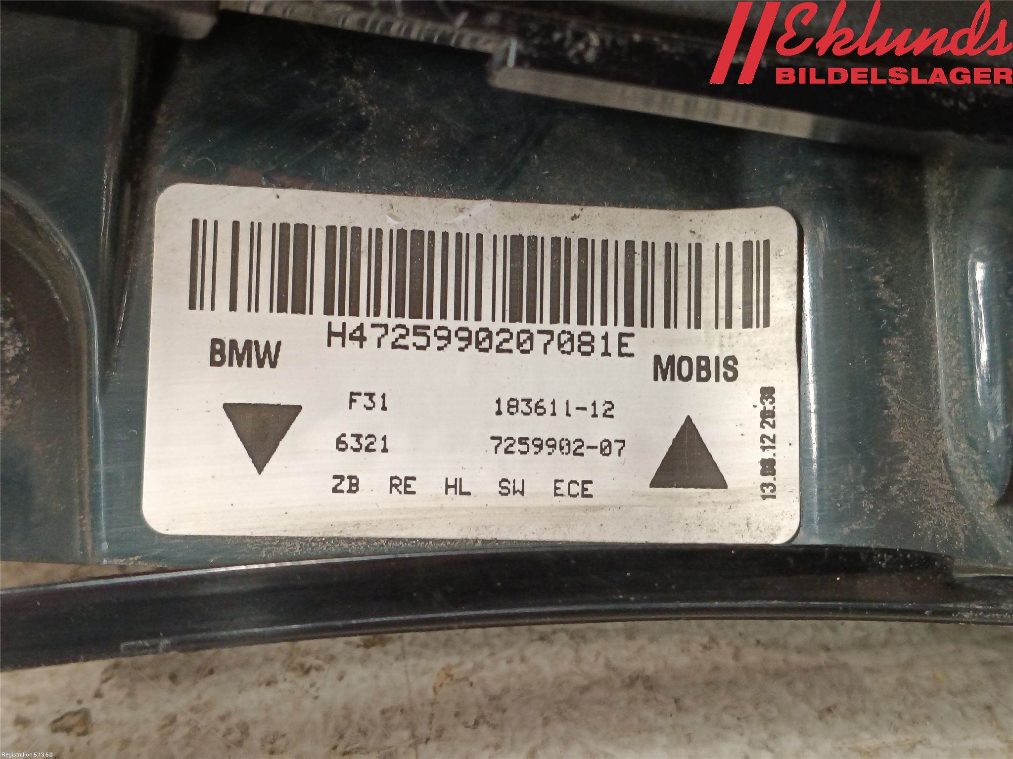 BMW 3 F30/F31/F80 12-19 Bakljus Höger
