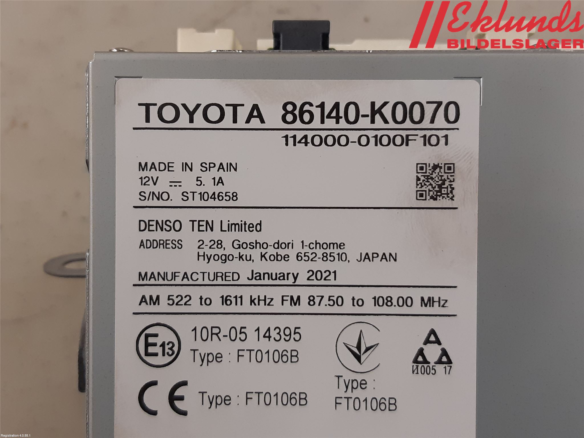 Toyota YARIS XP21 20- Cd Radio - Multimediapanel
