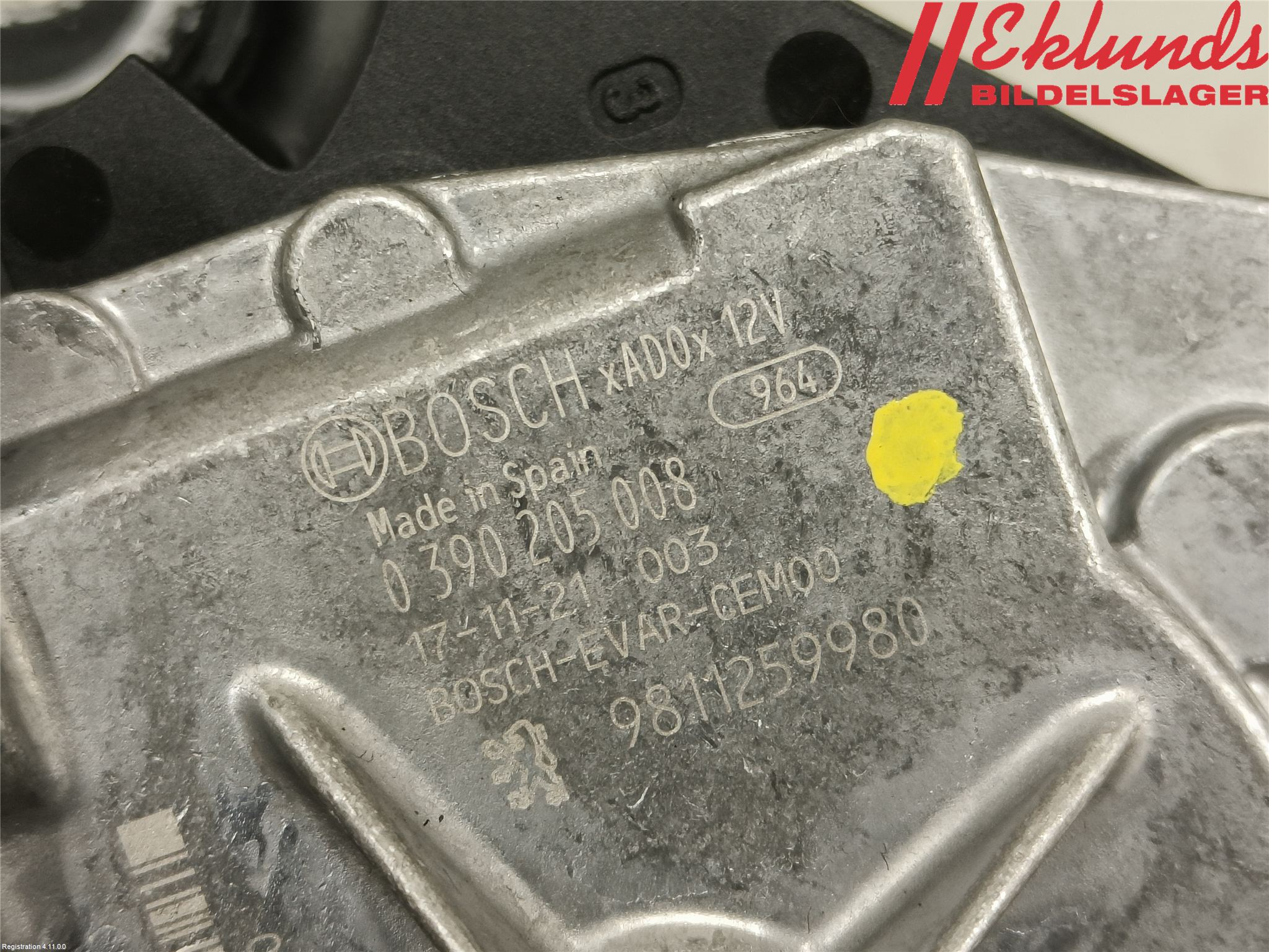 Peugeot 5008 17-24 Torkarmotor Baklucka