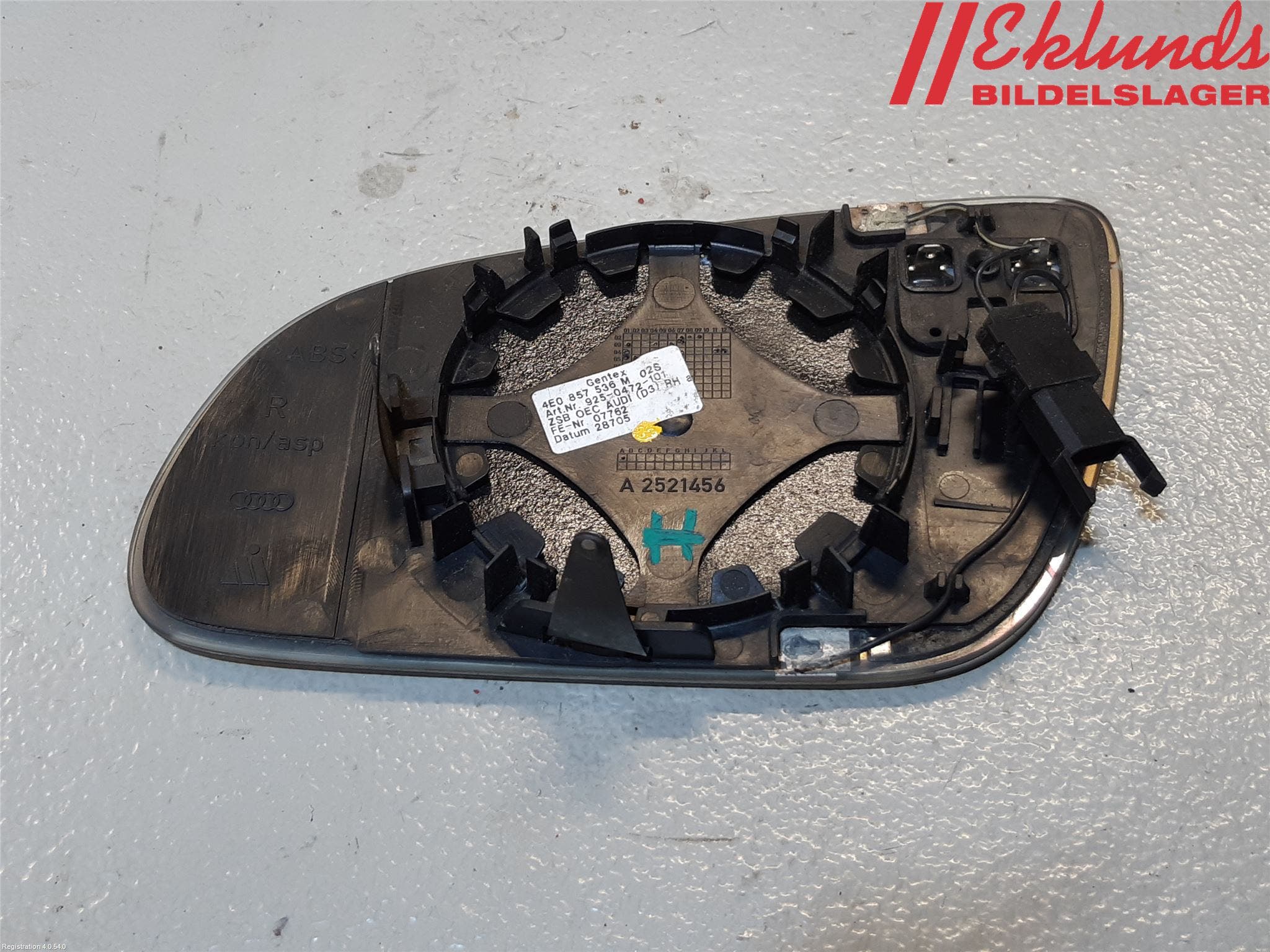 Audi A8/S8 4E  02-09 Spegelglas Hö