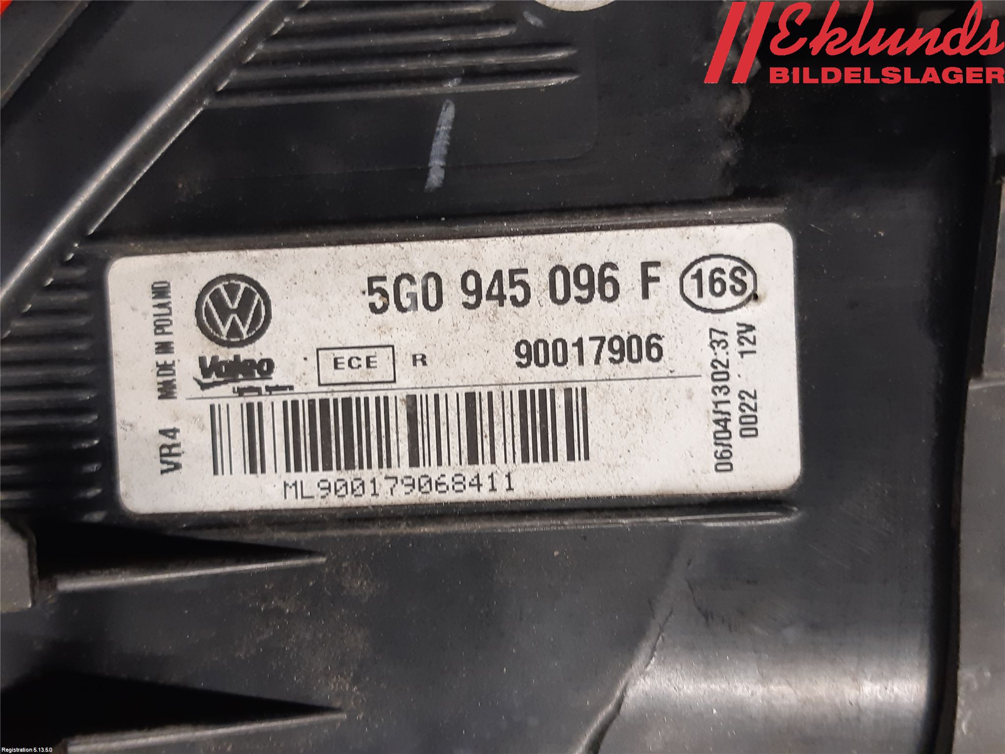 Volkswagen VW GOLF / E-GOLF VII 13-20 Bakljus Höger