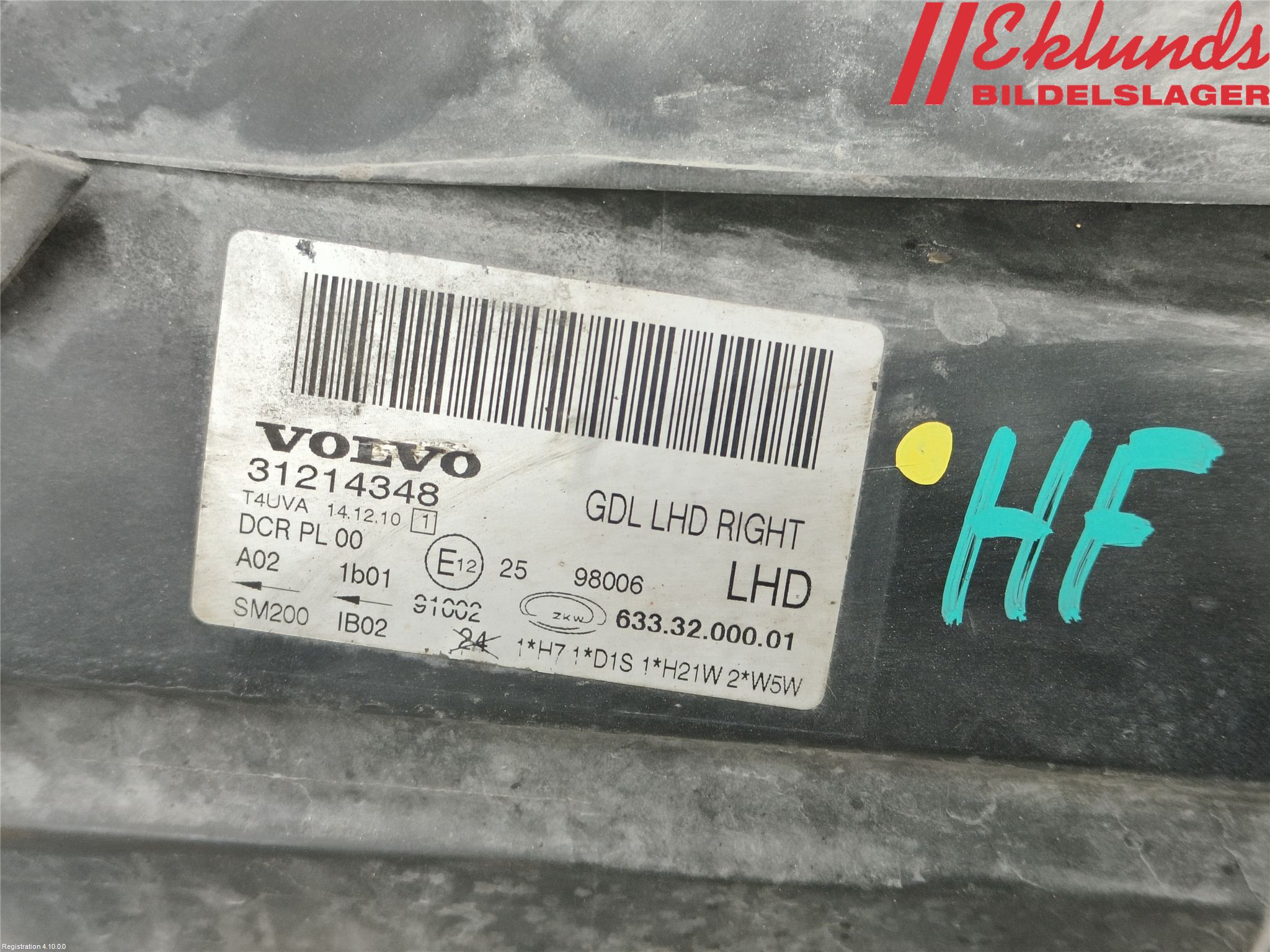 Volvo V70 08-13 Strålkastare Höger