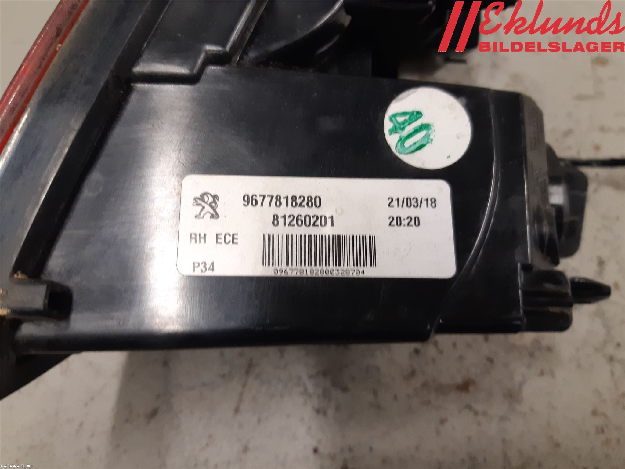 Peugeot 308 14-21 Bakljus Lucka Hö