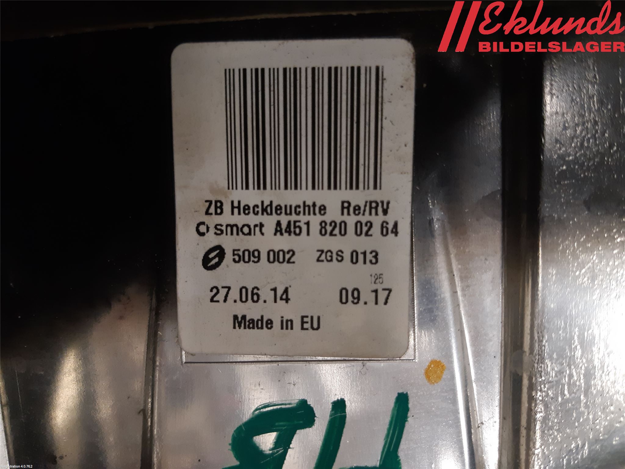 Smart FORTWO II 07-14 Bakljus Höger