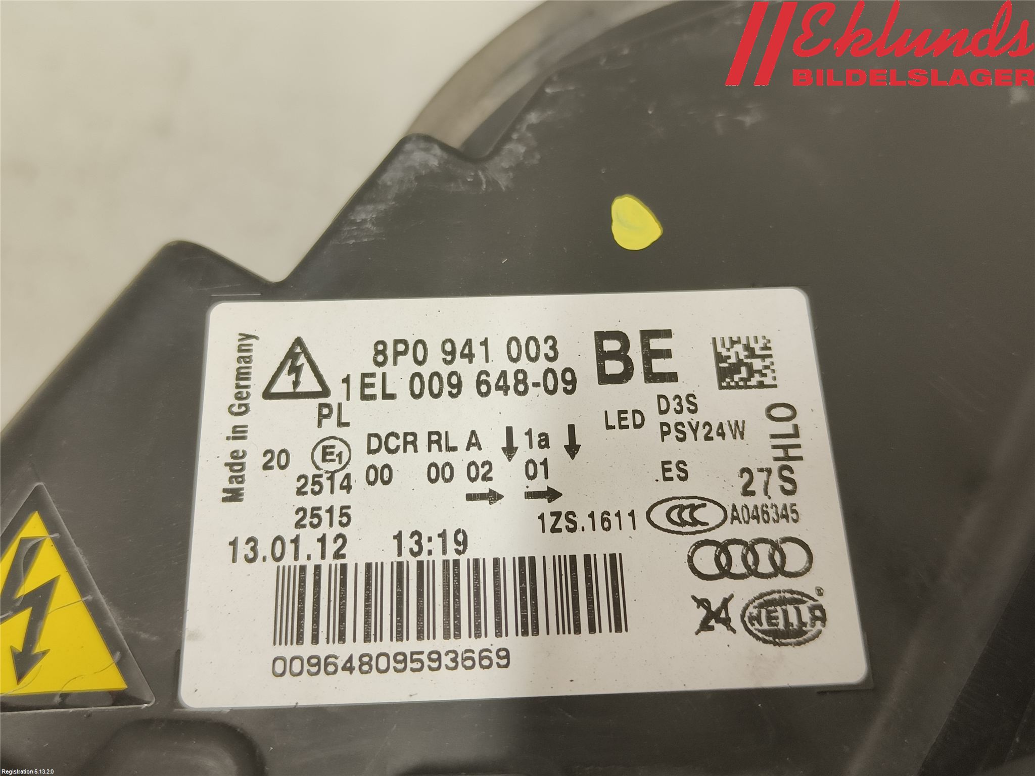 Audi A3/S3 05-13 Strålkastare Vänster