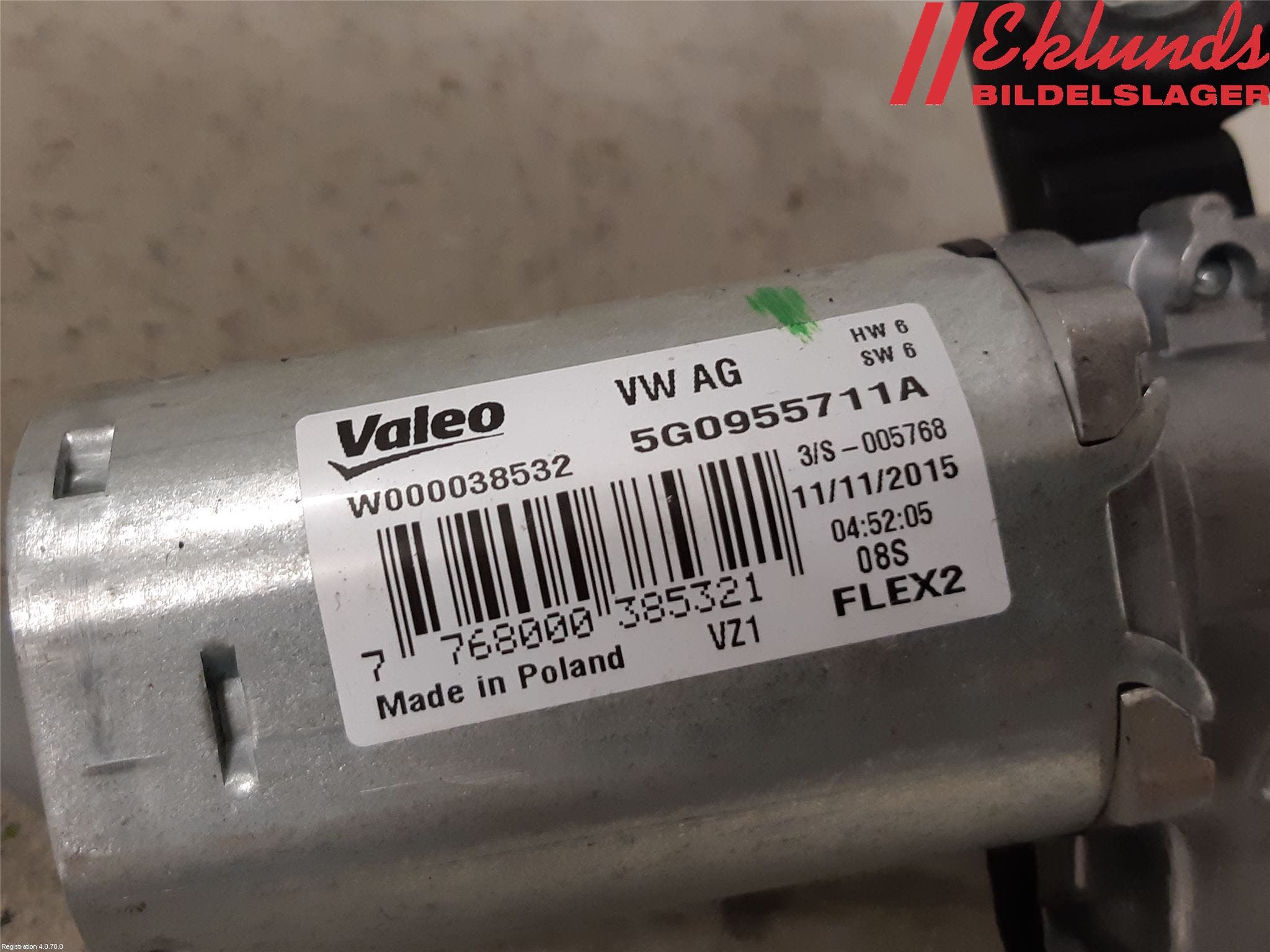 Volkswagen VW GOLF / E-GOLF VII 13-20 Torkarmotor Baklucka
