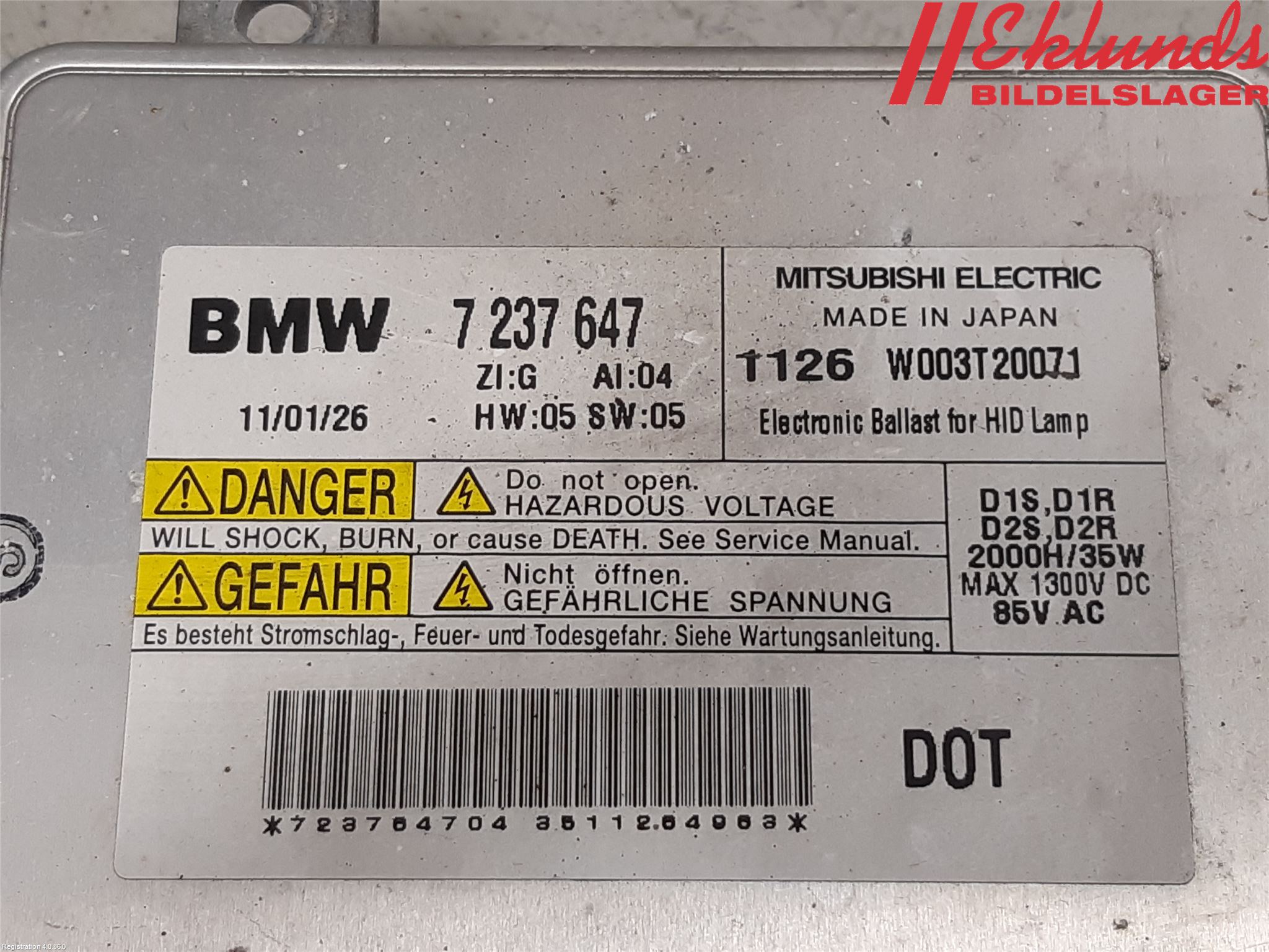 BMW 5 F10/F11/F18 09-17 Styrenhet Strålkastare