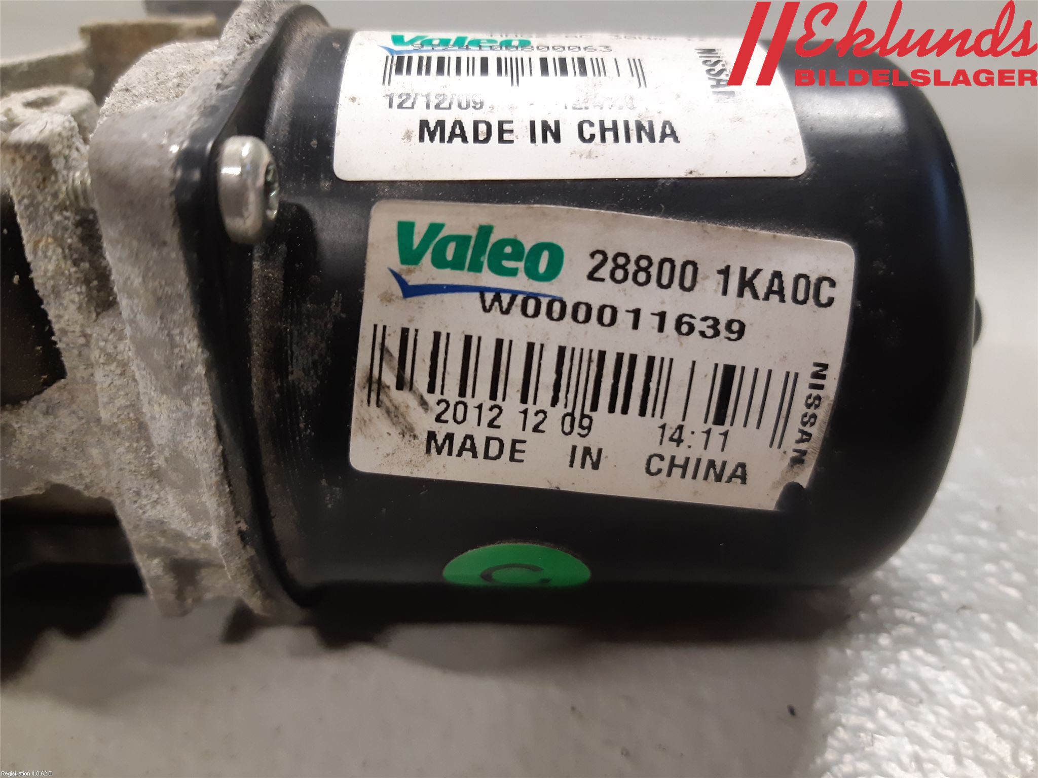 Nissan JUKE 10-14 Torkarmotor Vindruta
