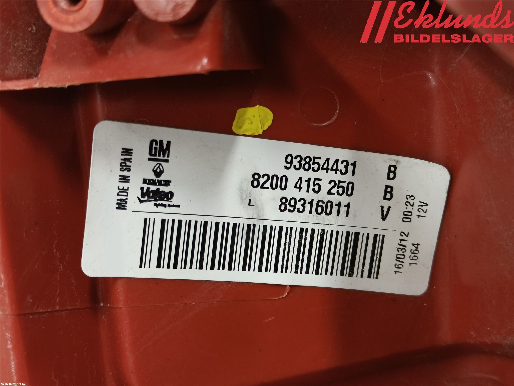 Opel VIVARO 01-14 Bakljus Vänster