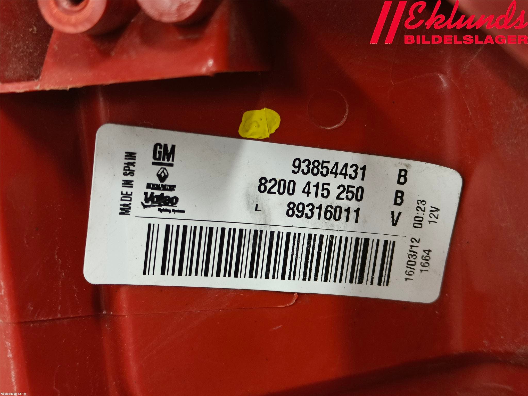 Opel VIVARO 01-14 Bakljus Vänster