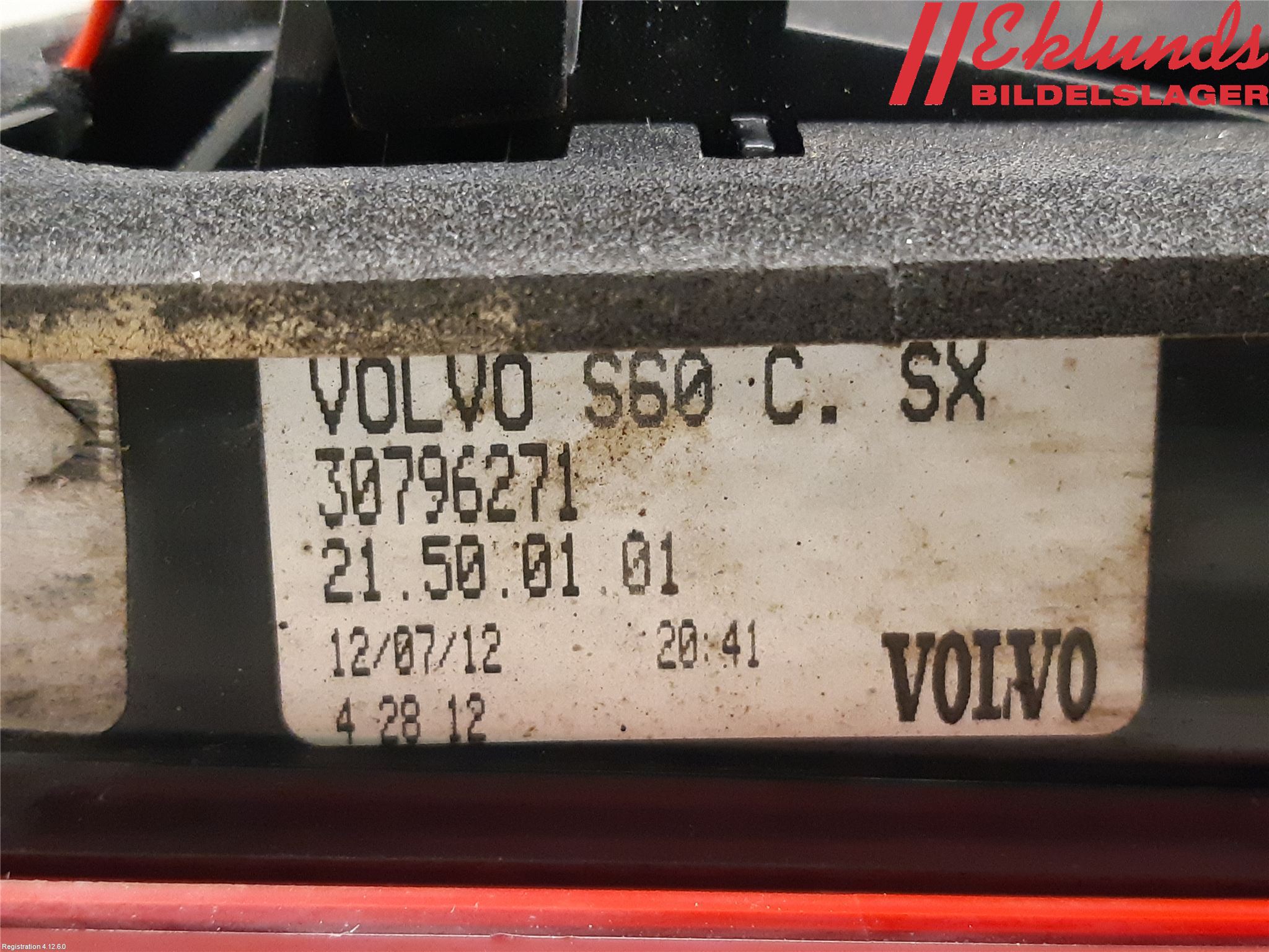 Volvo S60 11-13 Bakljus Lucka Vä