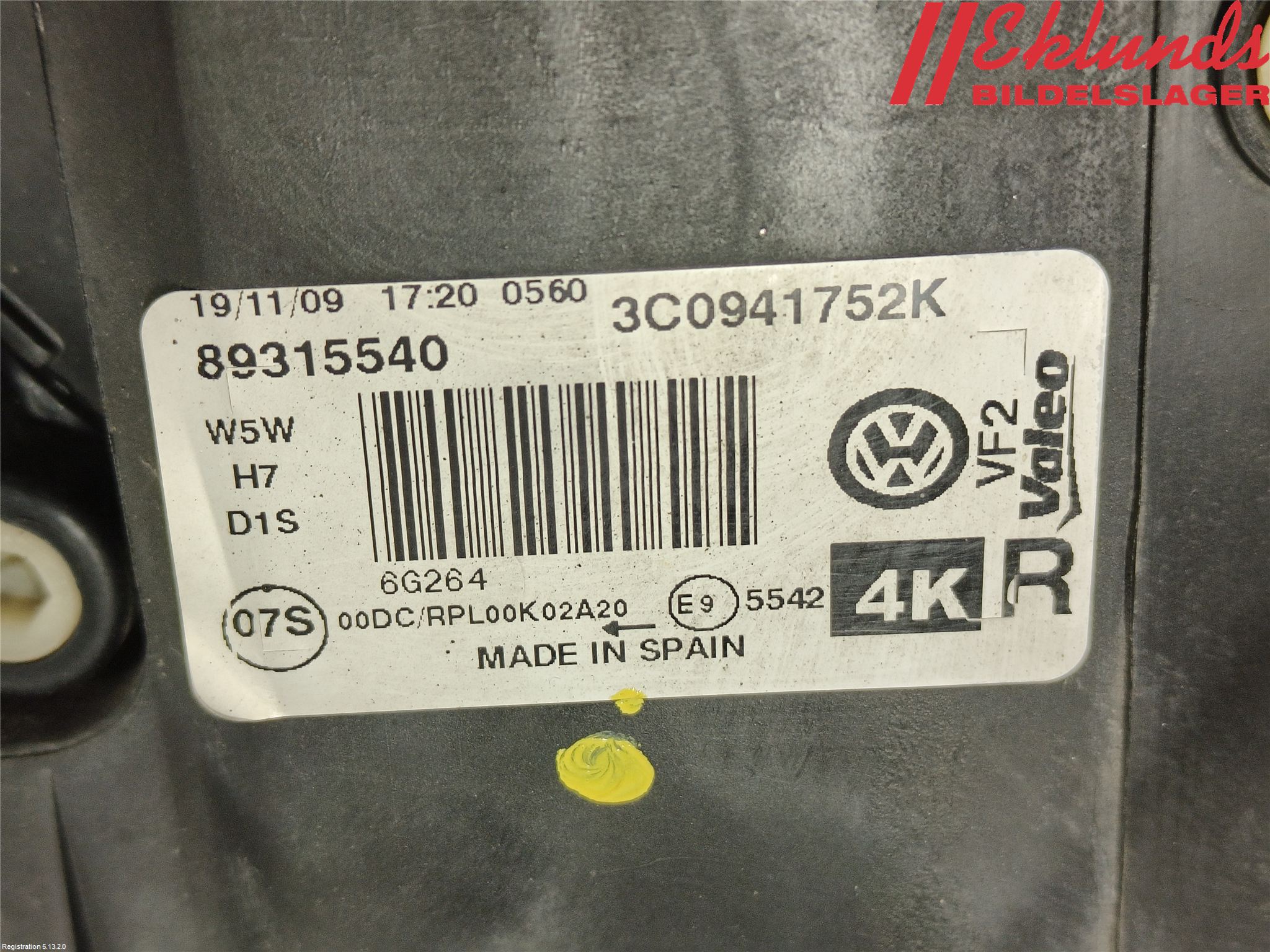 Volkswagen VW PASSAT 05-11 Strålkastare Höger