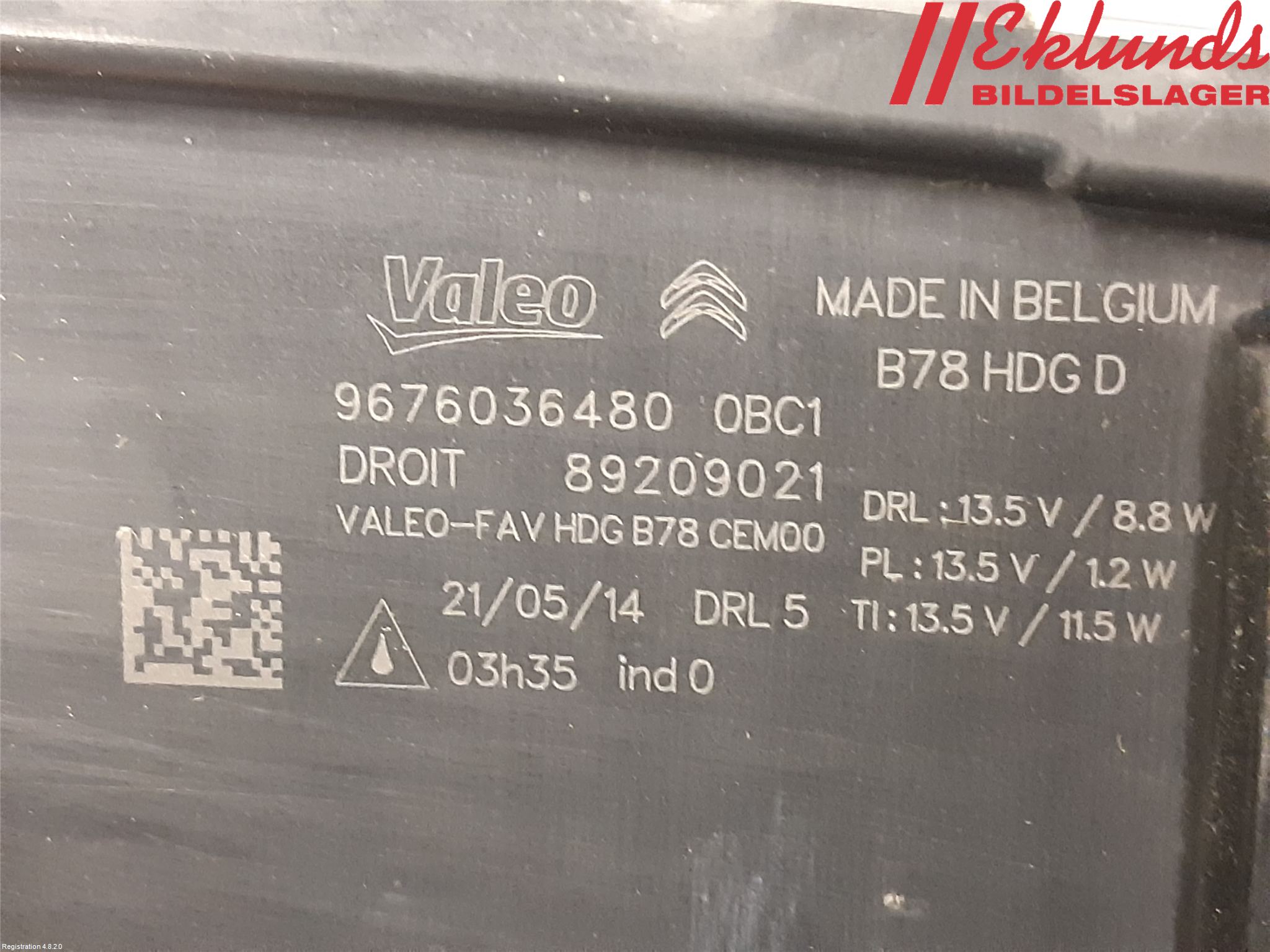 Citroen C4 GRAND PICASSO 14-18 Dimljus-Varselljus Fram