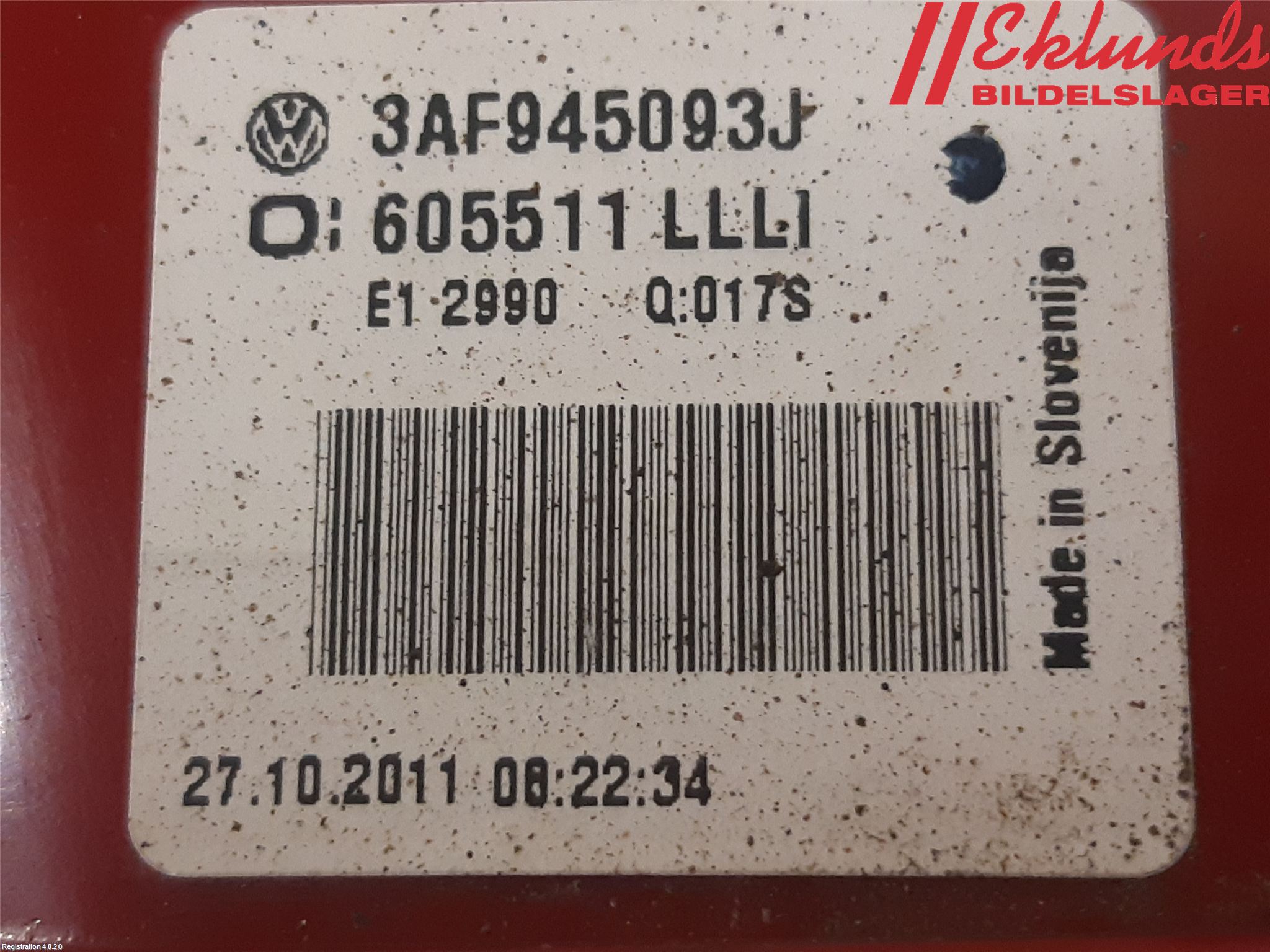 Volkswagen VW PASSAT 11-14 Bakljus Lucka Hö