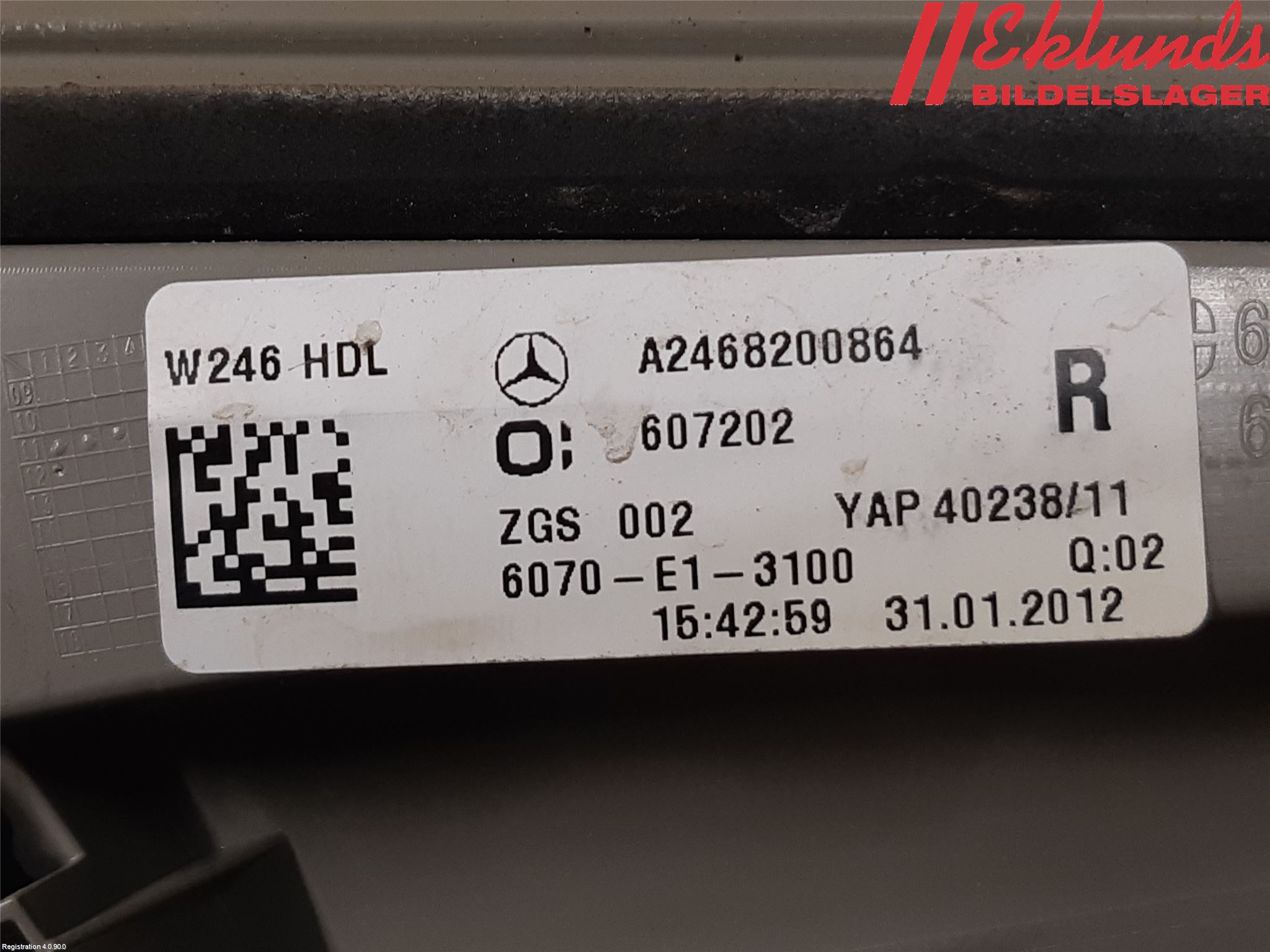 Mercedes-Benz MB B-KLASS (W246/W242) 12-19 Bakljus Lucka Hö