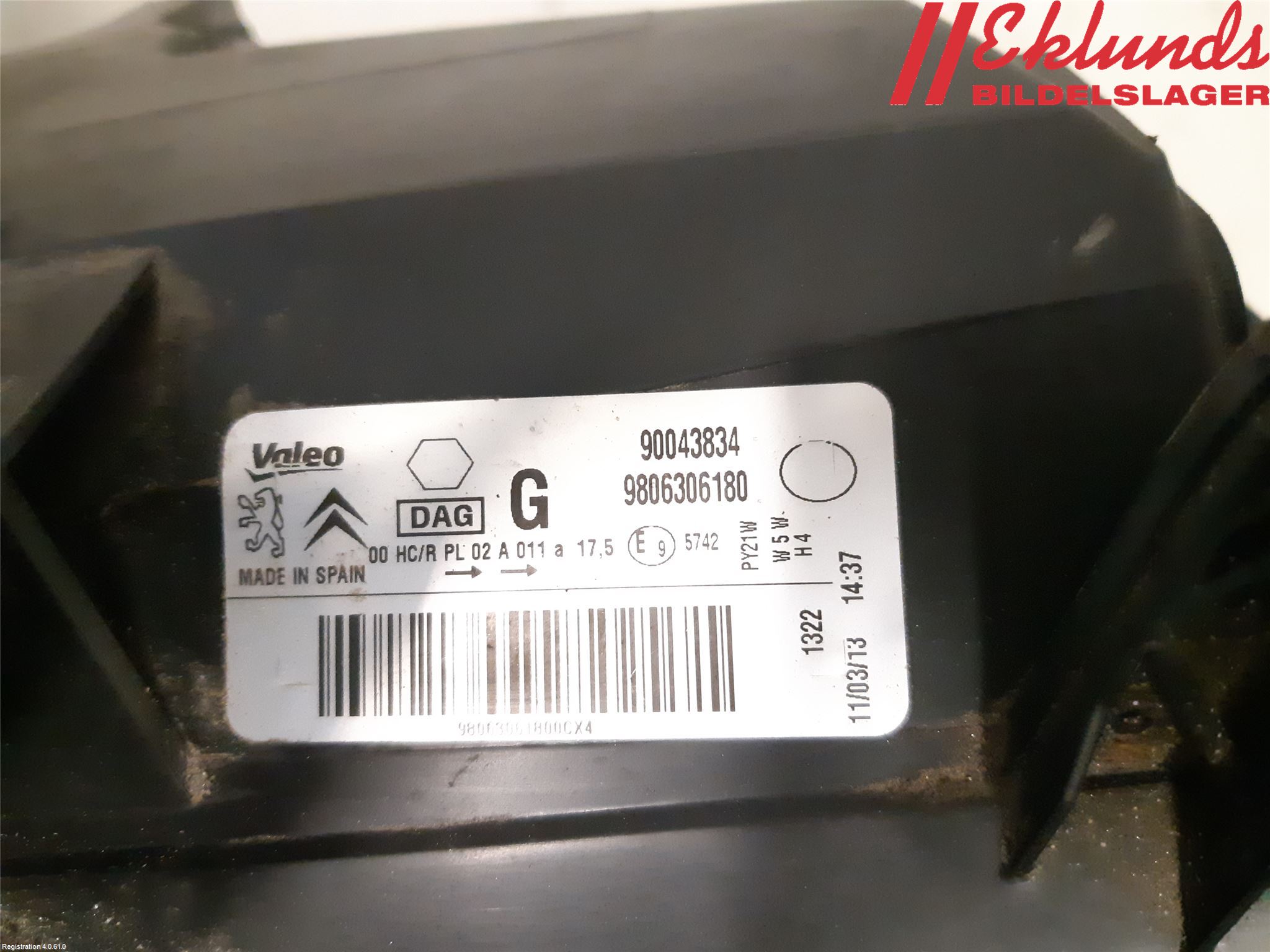 Citroen BERLINGO 08-18 Strålkastare Vänster