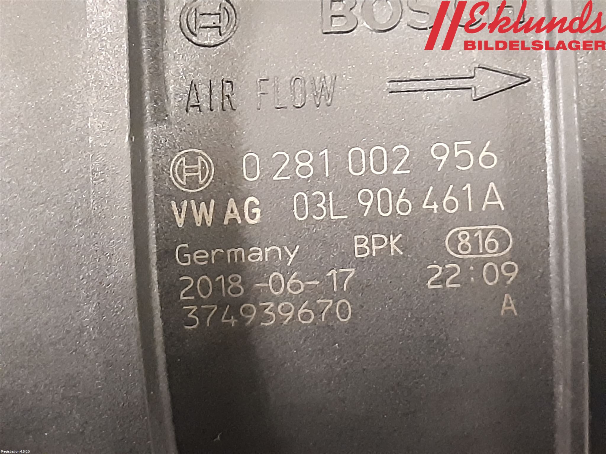 Volkswagen VW PASSAT 15-19 Injluftmassamätare