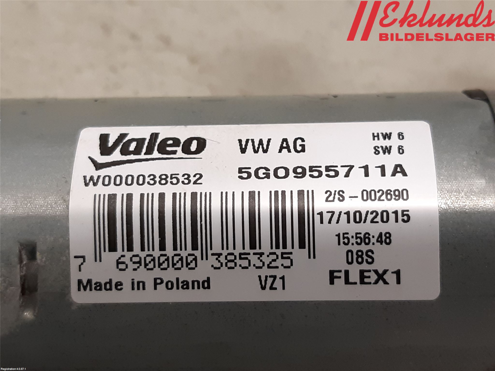 Volkswagen VW PASSAT 15-19 Torkarmotor Baklucka
