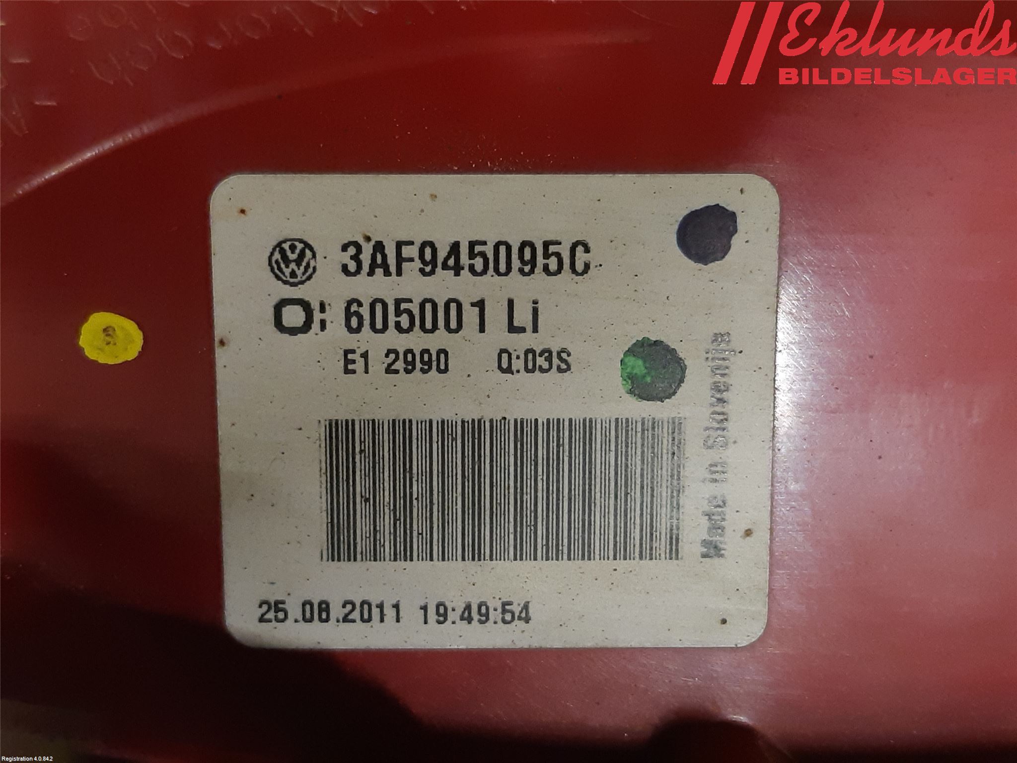 Volkswagen VW PASSAT 11-14 Bakljus Vänster
