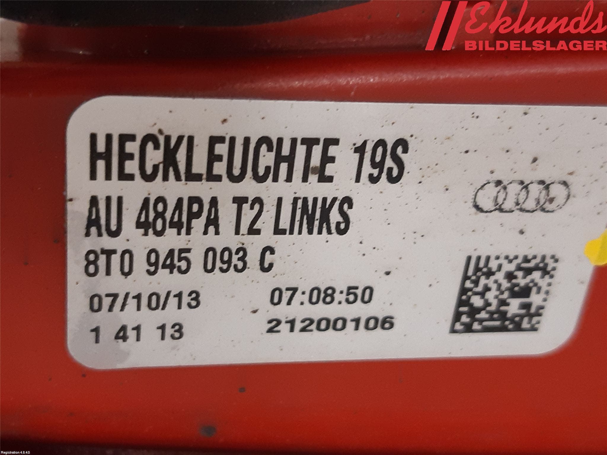 Audi A5 07-16 Bakljus Lucka Vä
