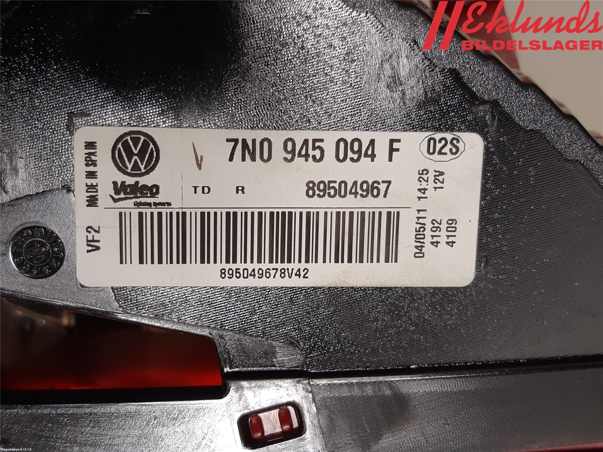Volkswagen VW SHARAN 11- Bakljus Lucka Hö