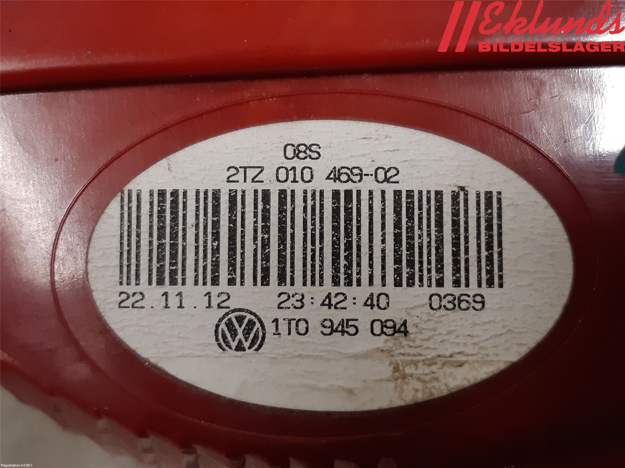 Volkswagen VW TOURAN 10-15 Bakljus Lucka Hö