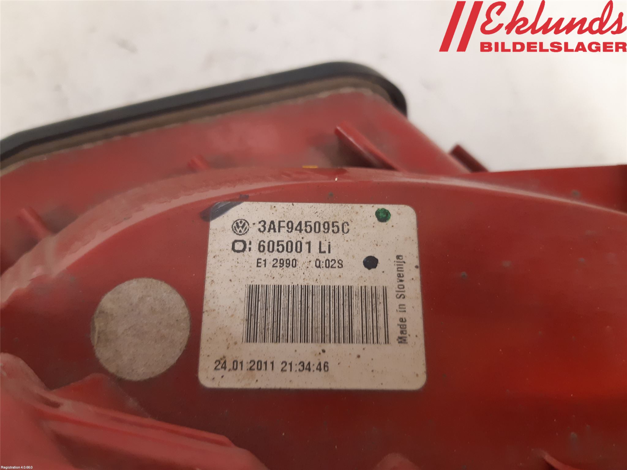 Volkswagen VW PASSAT 11-14 Bakljus Vänster