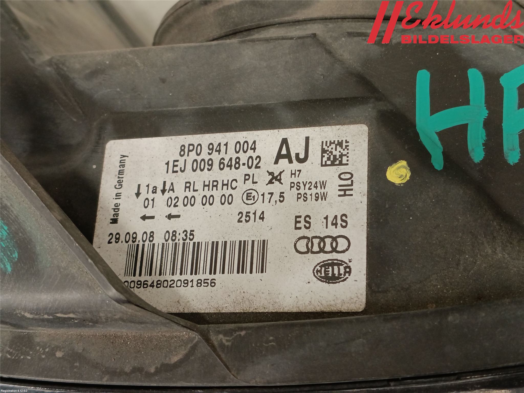 Audi A3/S3 05-13 Strålkastare Höger