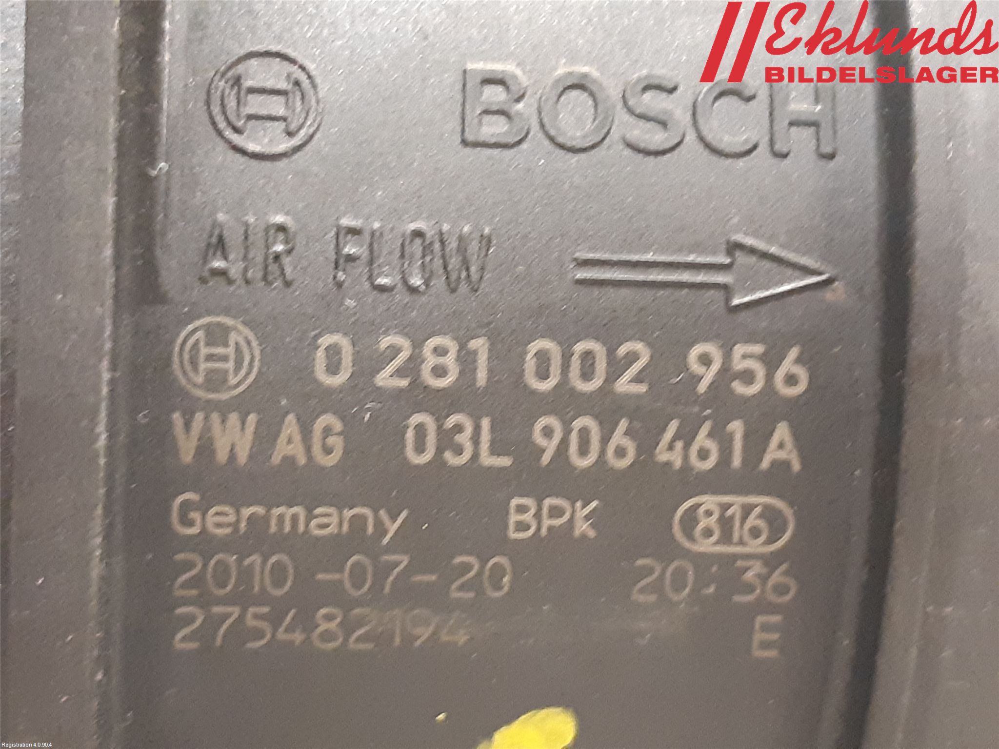 Volkswagen VW TOURAN 10-15 Injluftmassamätare