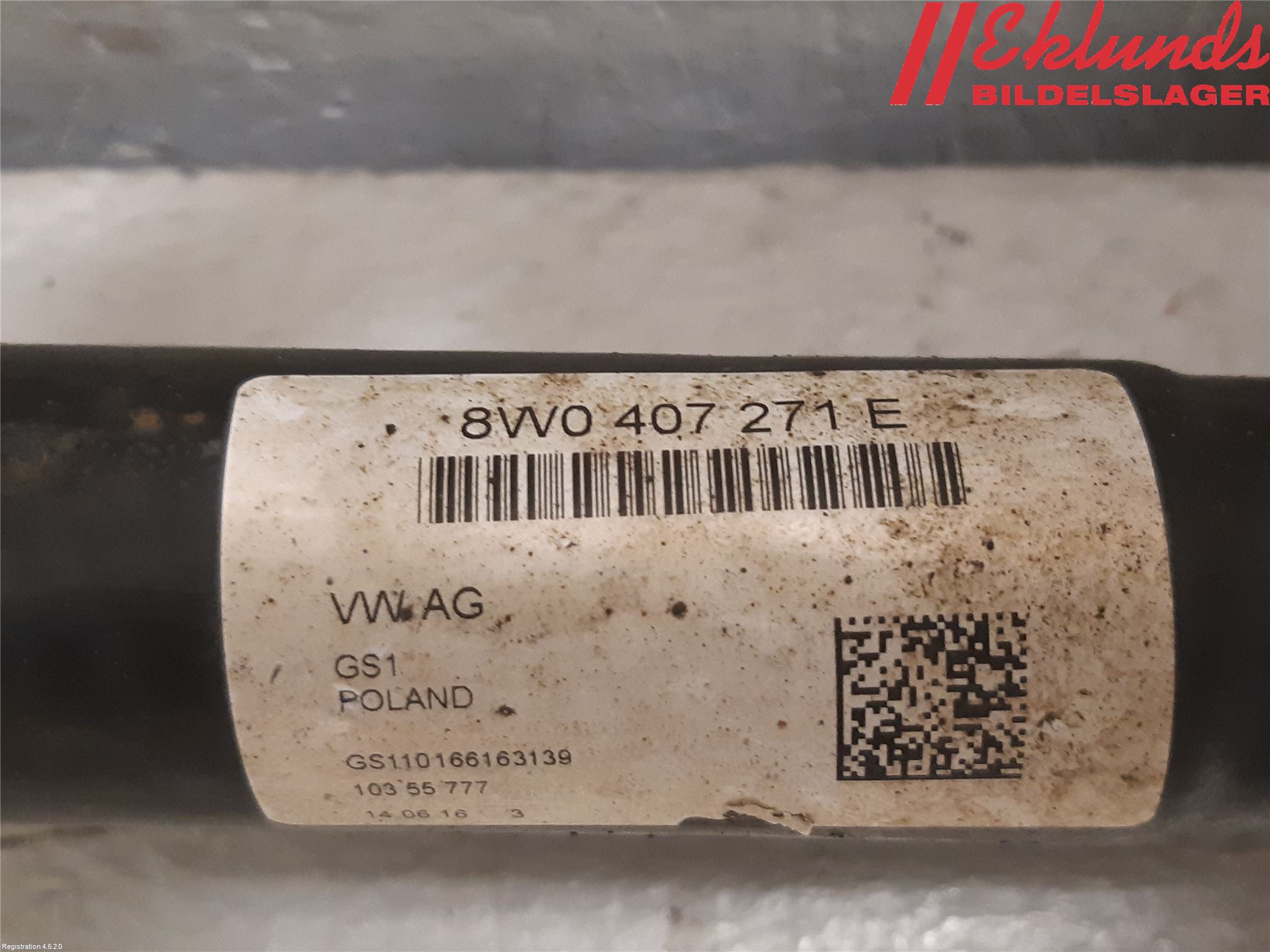 Audi A4/S4 B9 16-19 Drivaxel Fram Höger