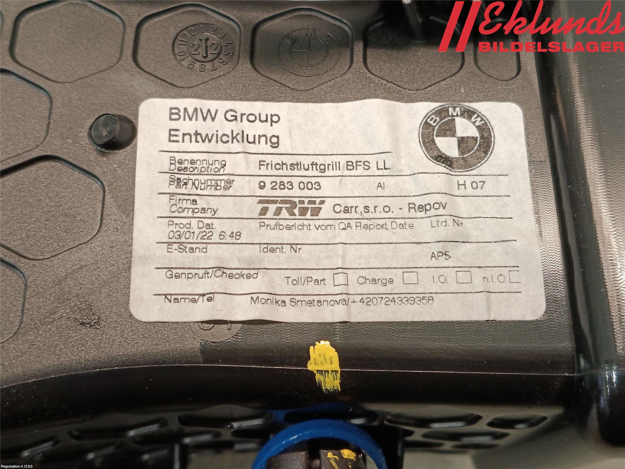 BMW i3 I01 13-22 Defrosterkanal-Munstycke