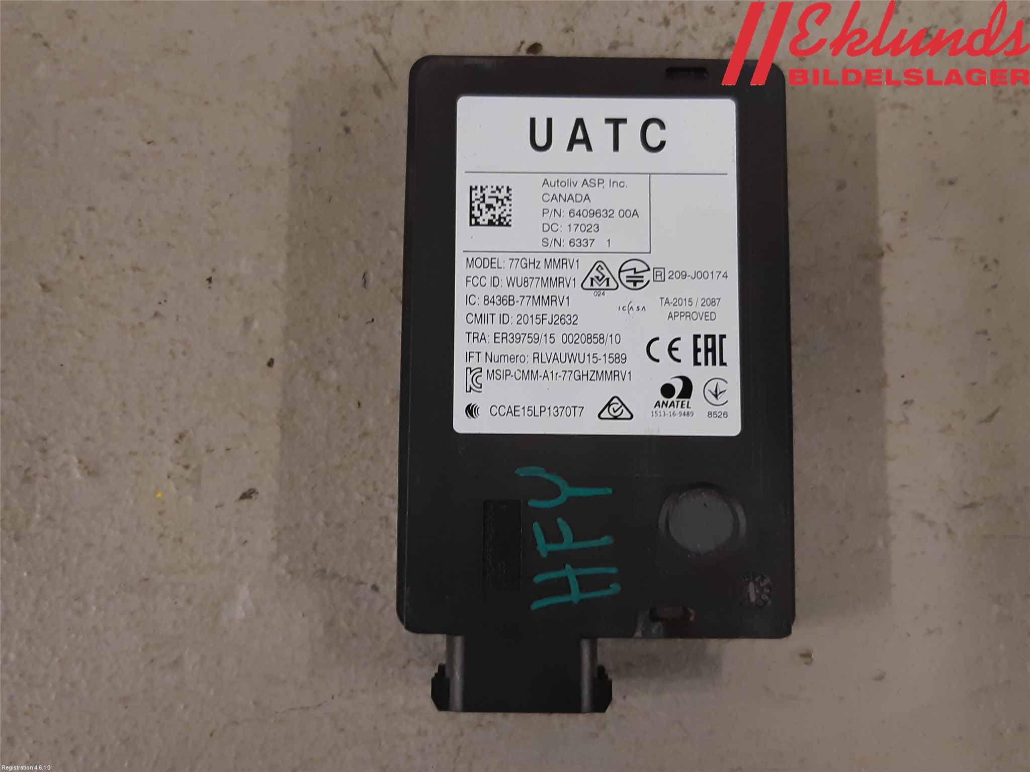 Volvo XC90/RECHARGE 16- Sensor Aktivt Kollisionsskydd
