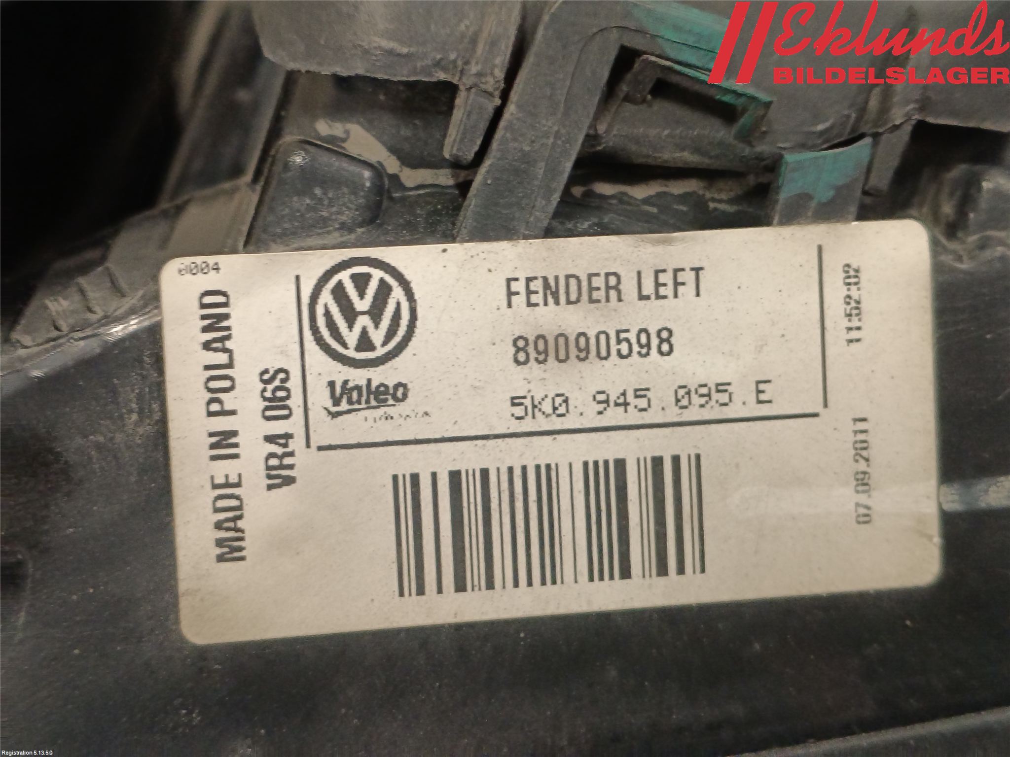 Volkswagen VW GOLF VI 09-13 Bakljus Vänster